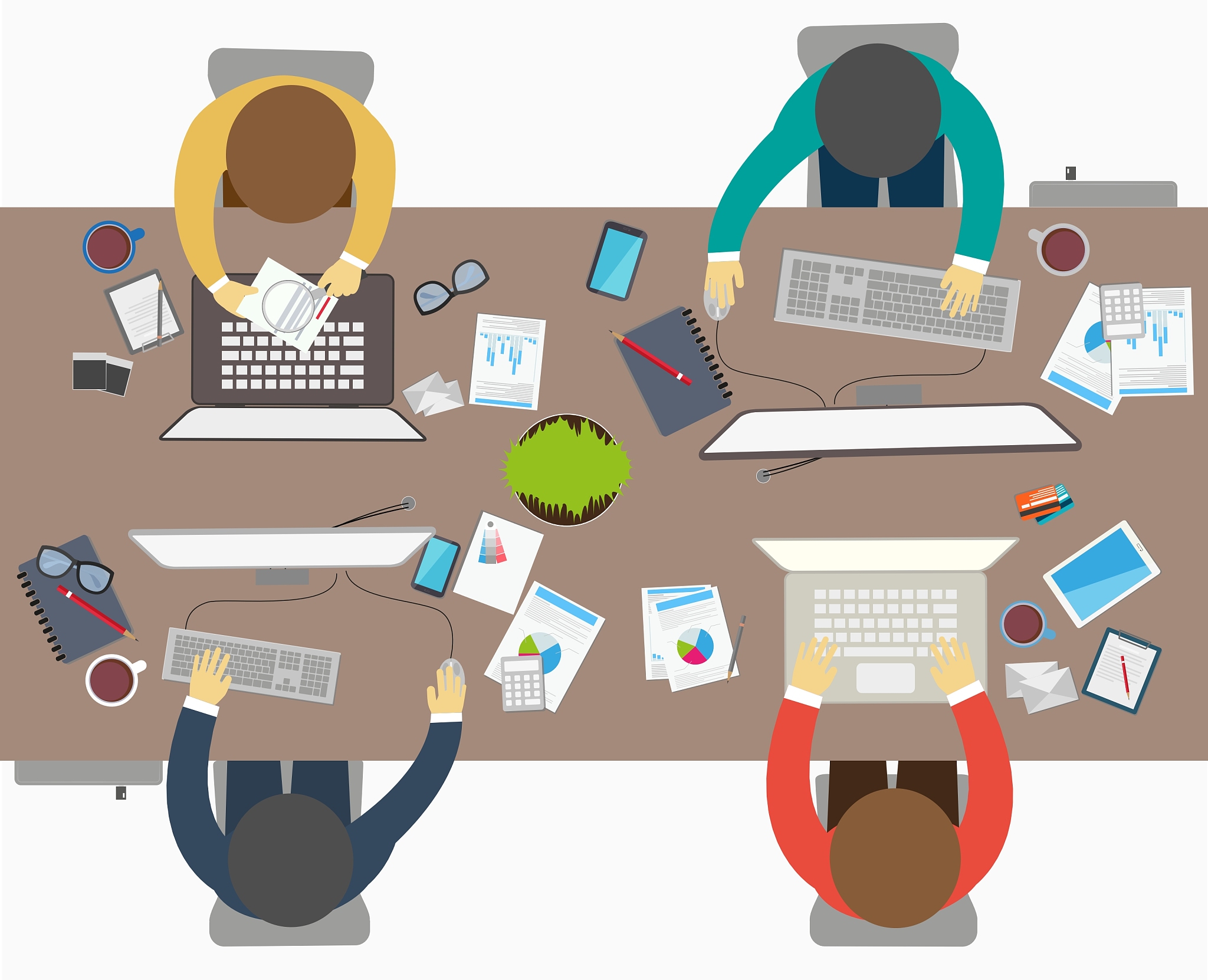 flat design style of business meeting office work