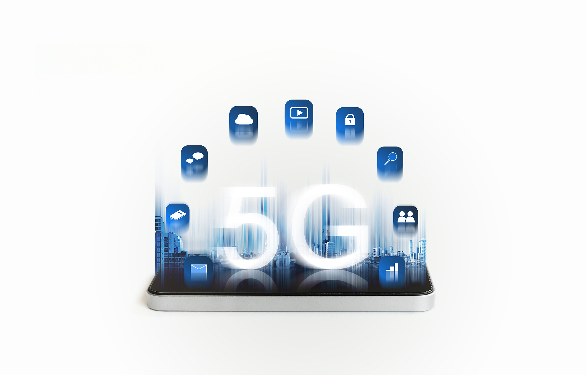5g wireless high speed internet network on mobile smart phone an
