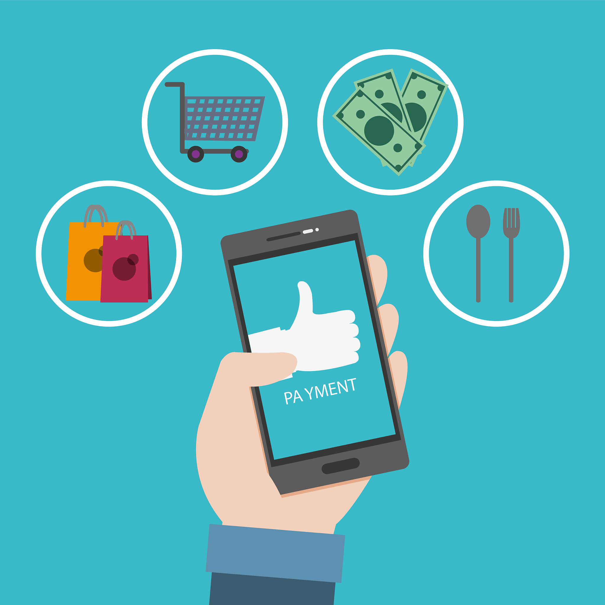smartphone in the hand to online shopping and