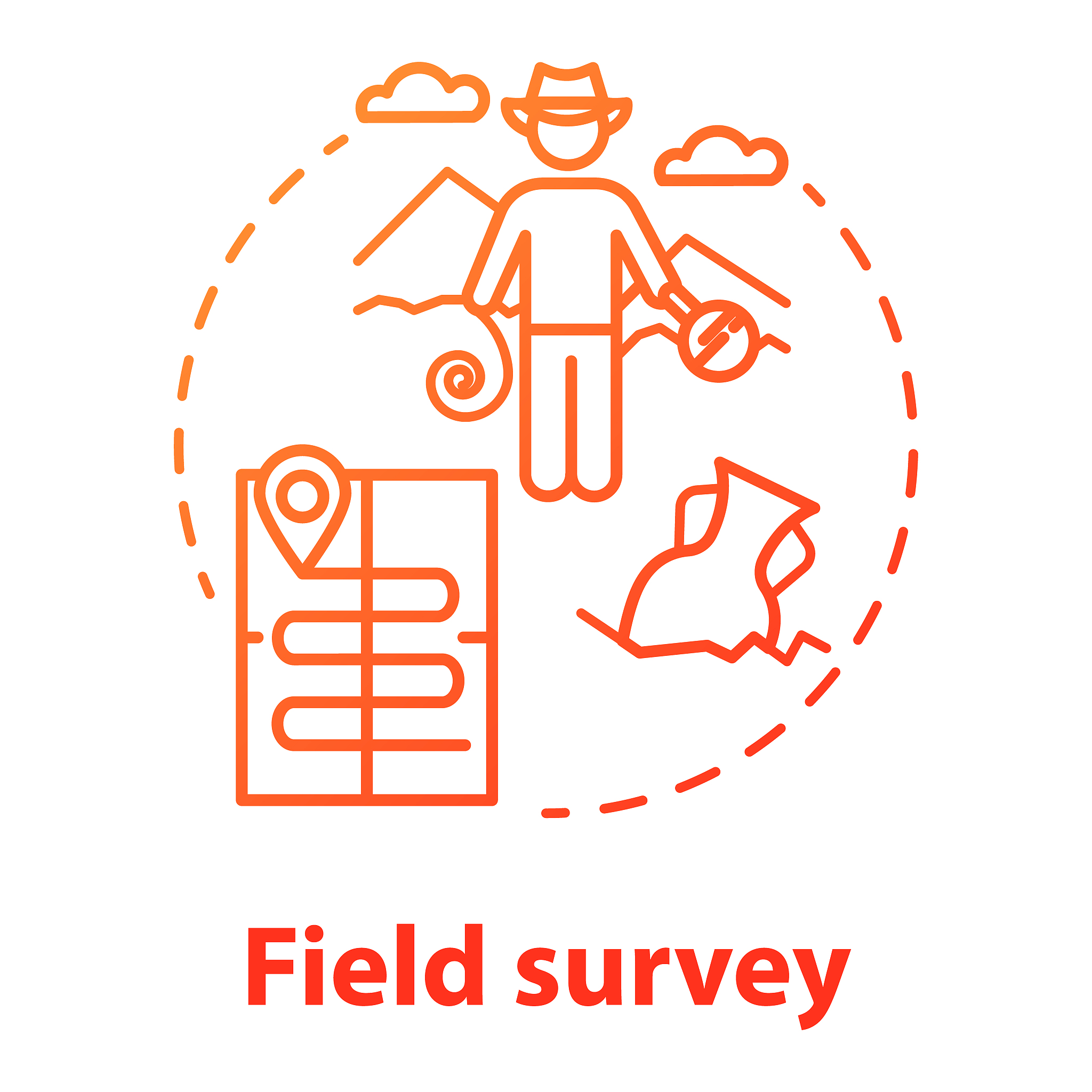 field survey concept icon. treasure hunting. archeological exped