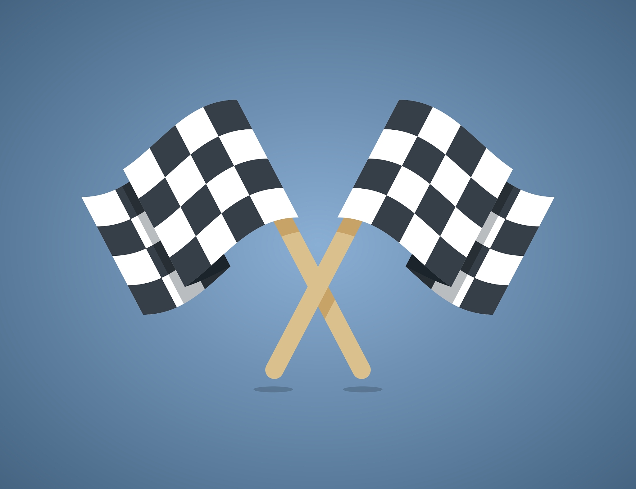 two crossed checkered racing flags in flat style