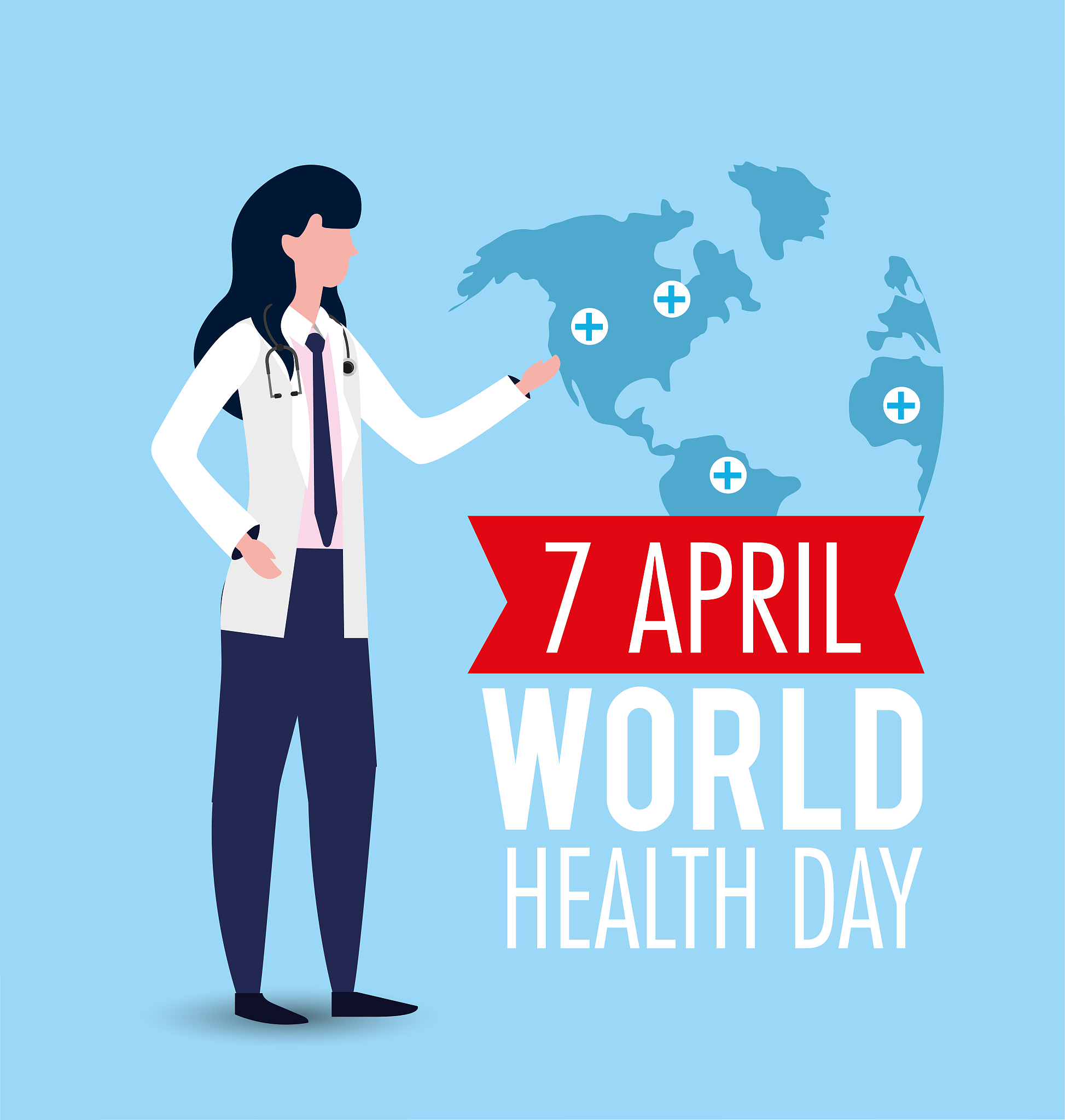 woman with stethoscope to world health day