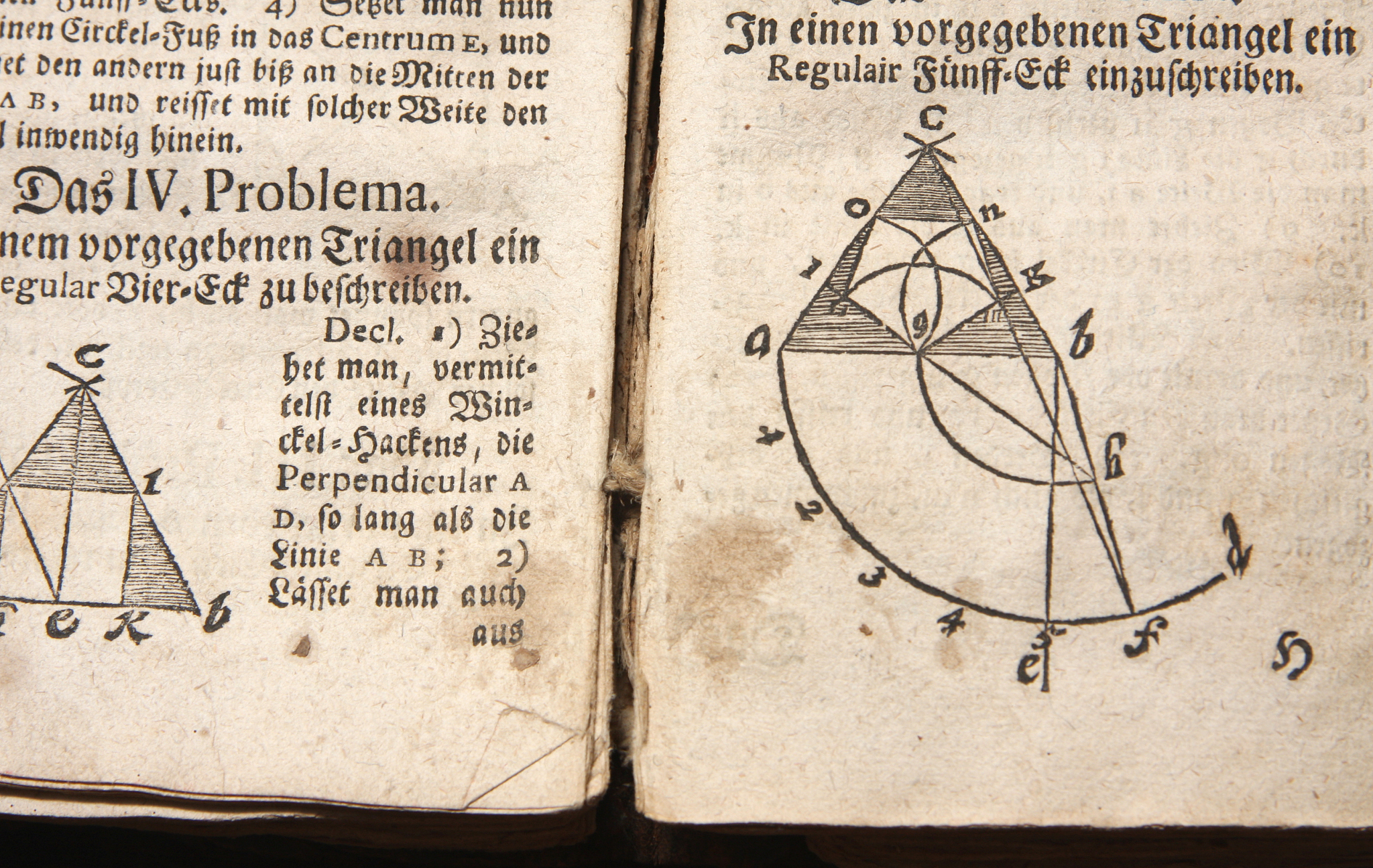 mathematics  textbook from 1743 year, geometry problem