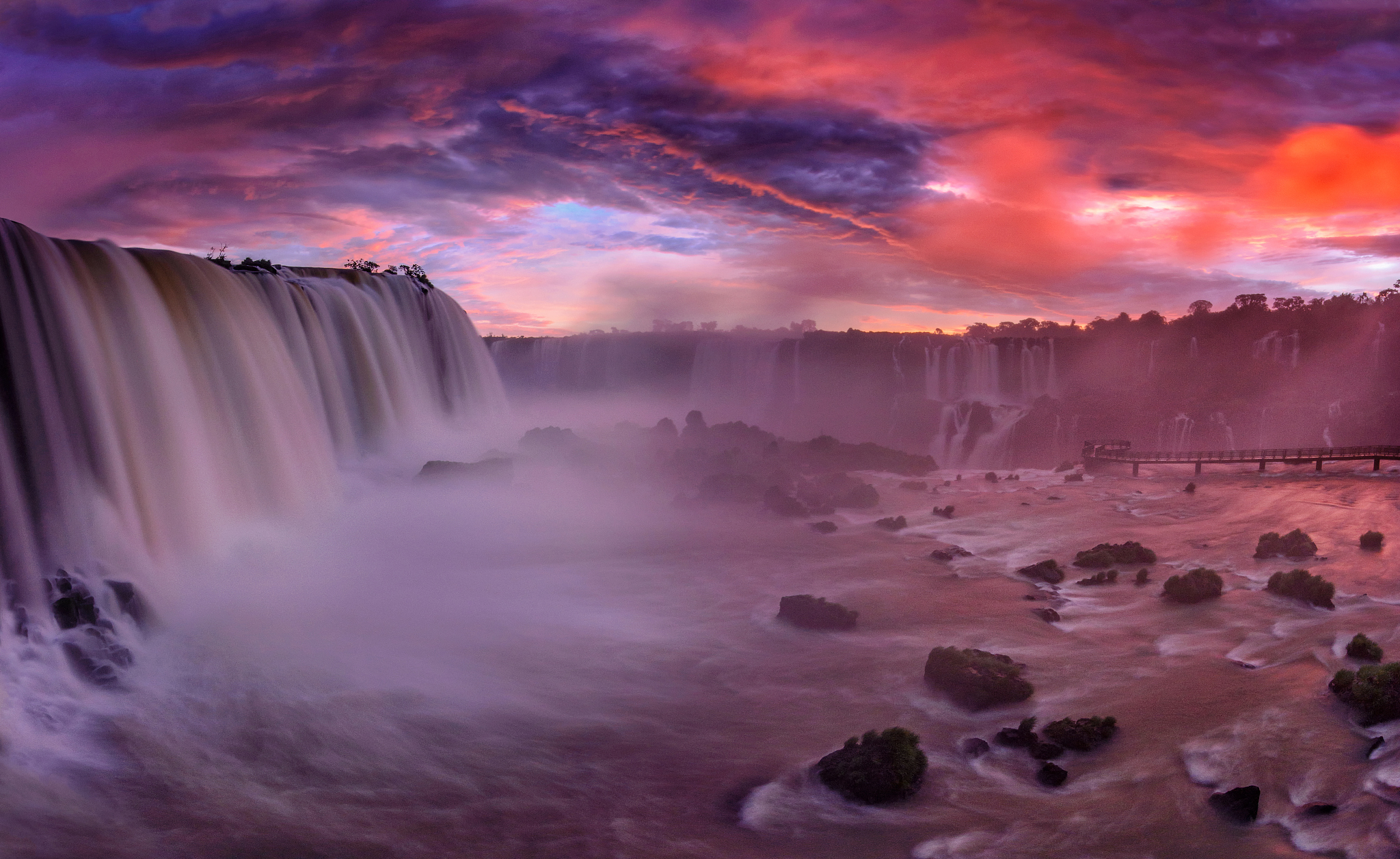 sunset at iguazu falls