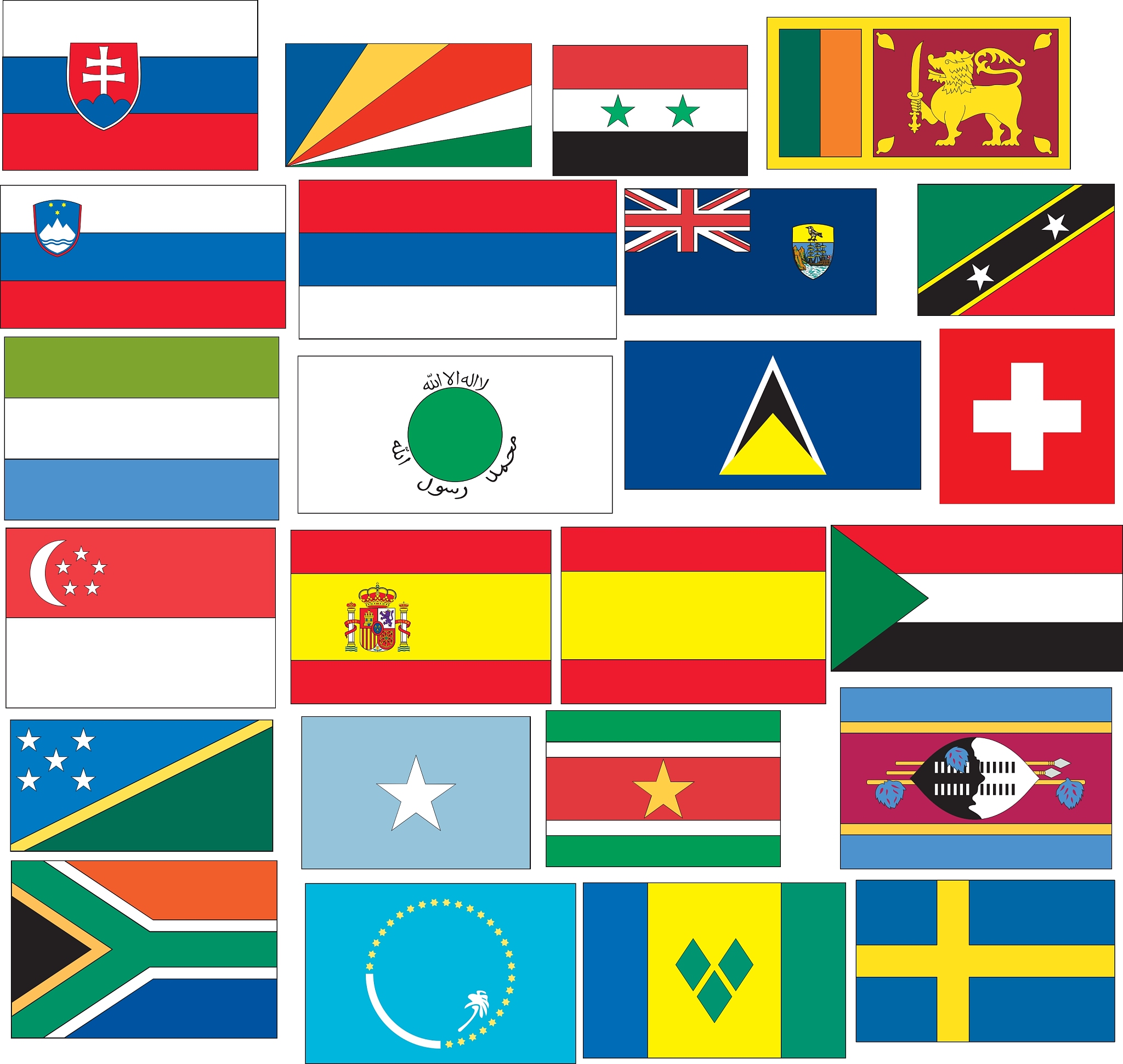set of 24 flags countries started with s