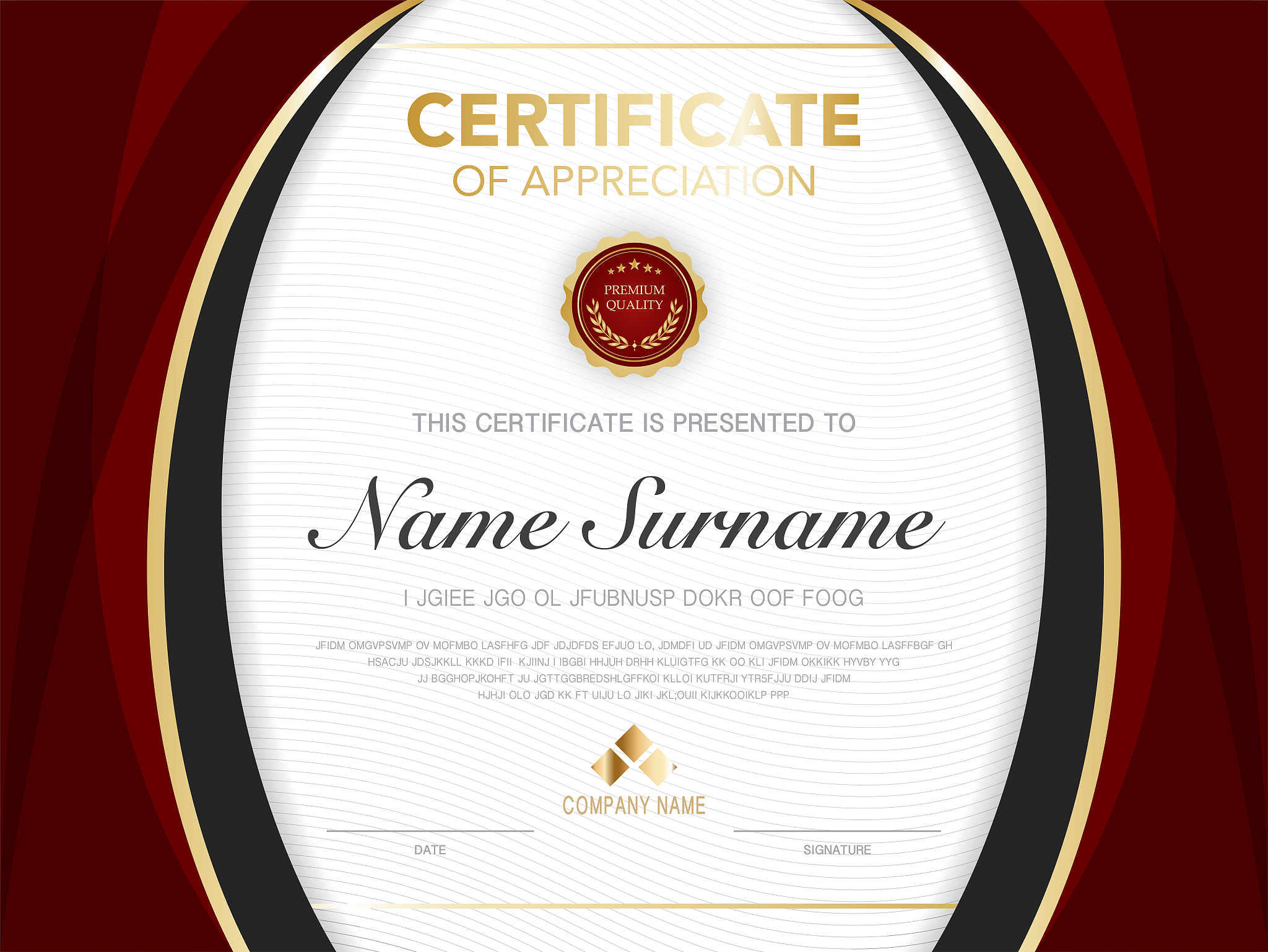 diploma certificate template red and gold color with luxury and 