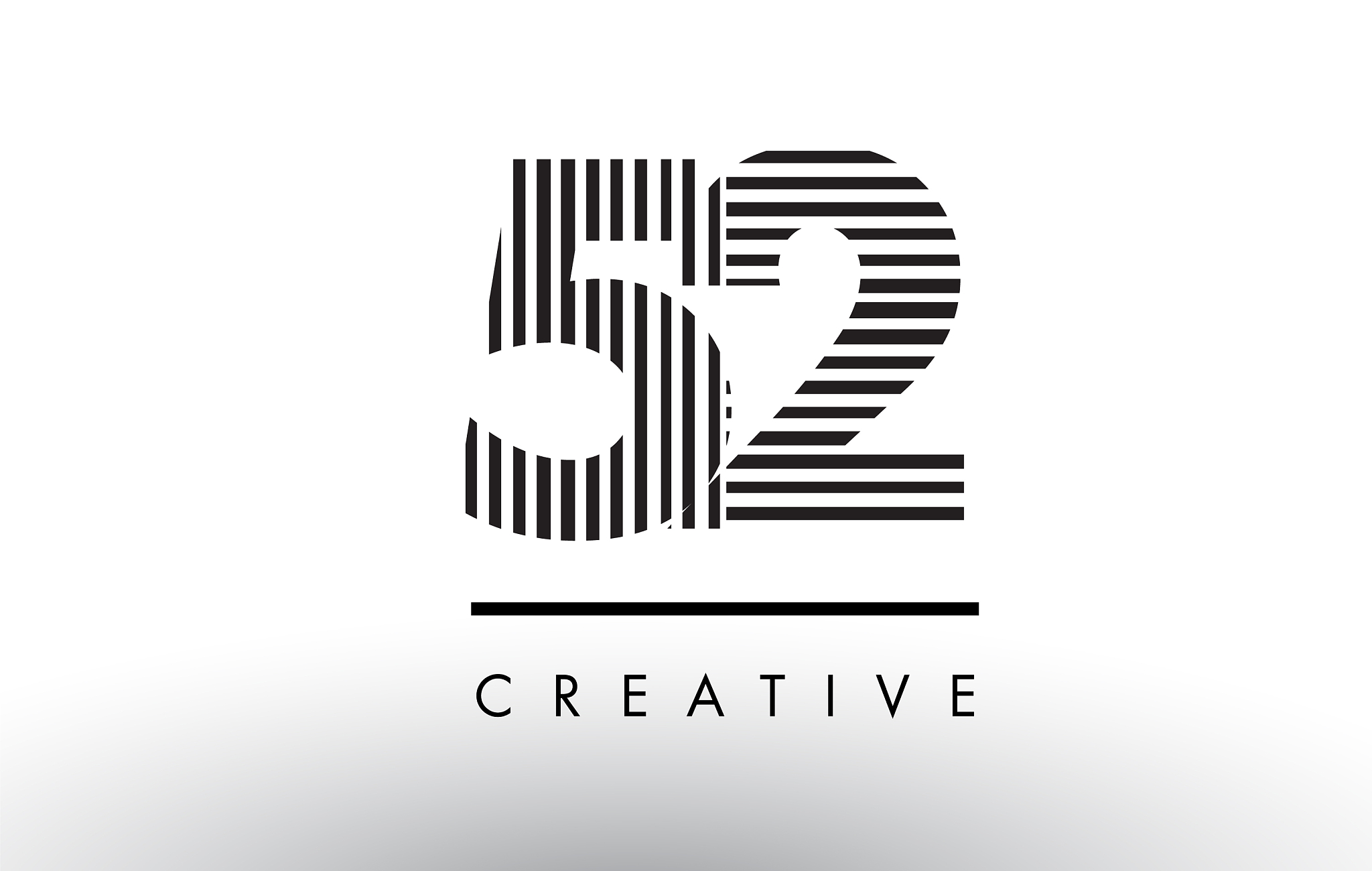 52 black and white lines number logo design