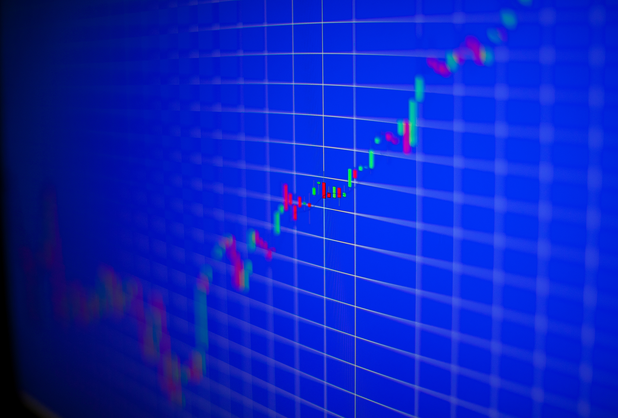 financial graph on a computer monitor screen.