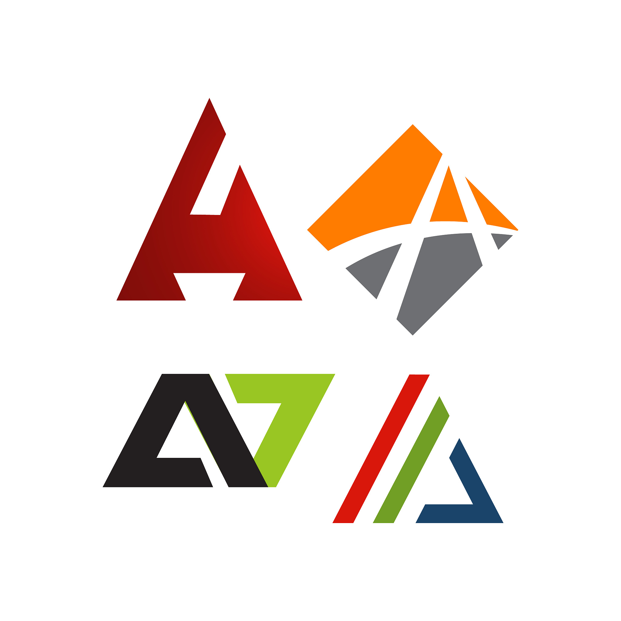 letter a logos set of modern triangle a logo vector inspirations