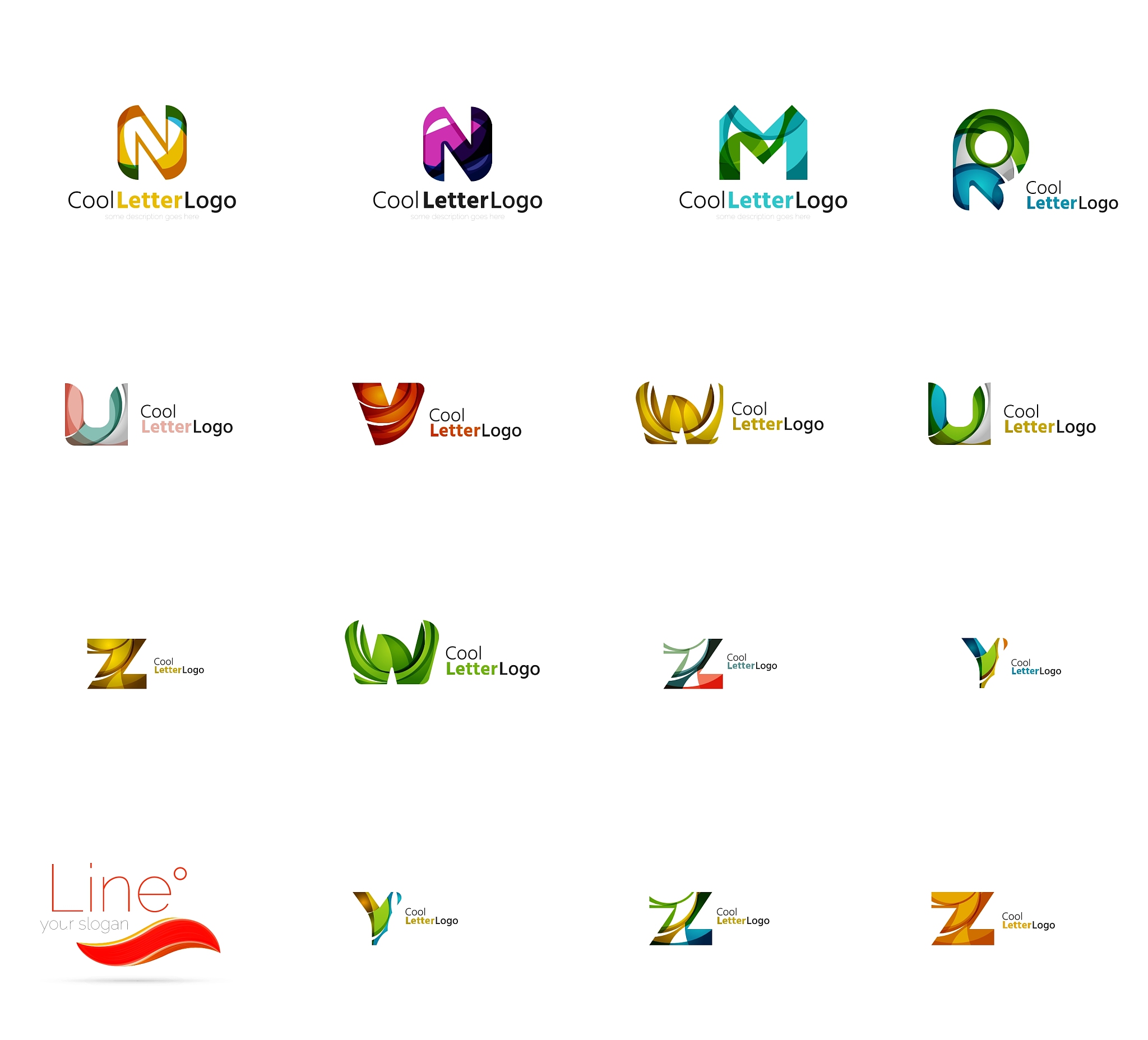 set of universal company logo ideas business icon