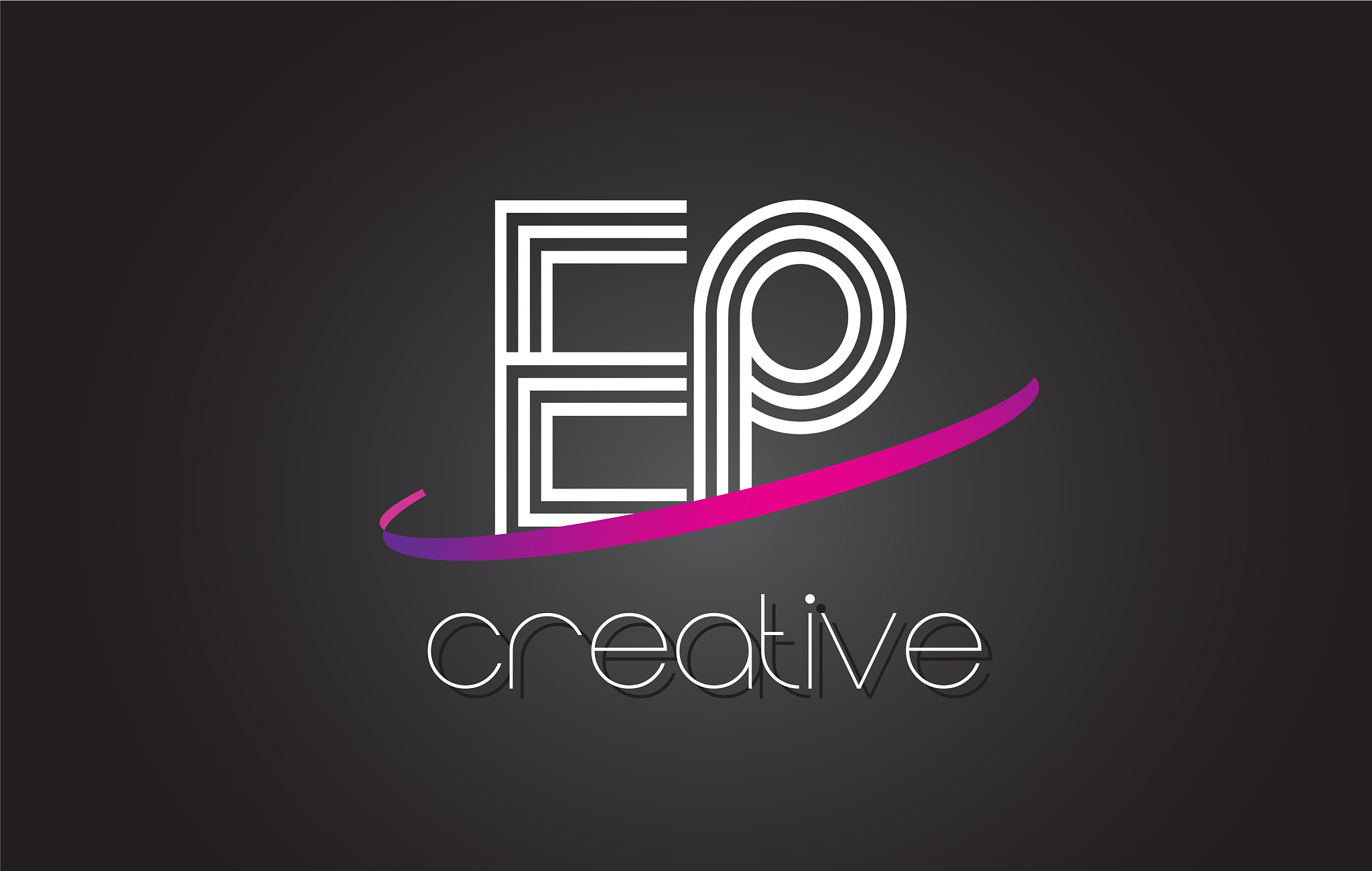 ep e p letter logo with lines design and purple