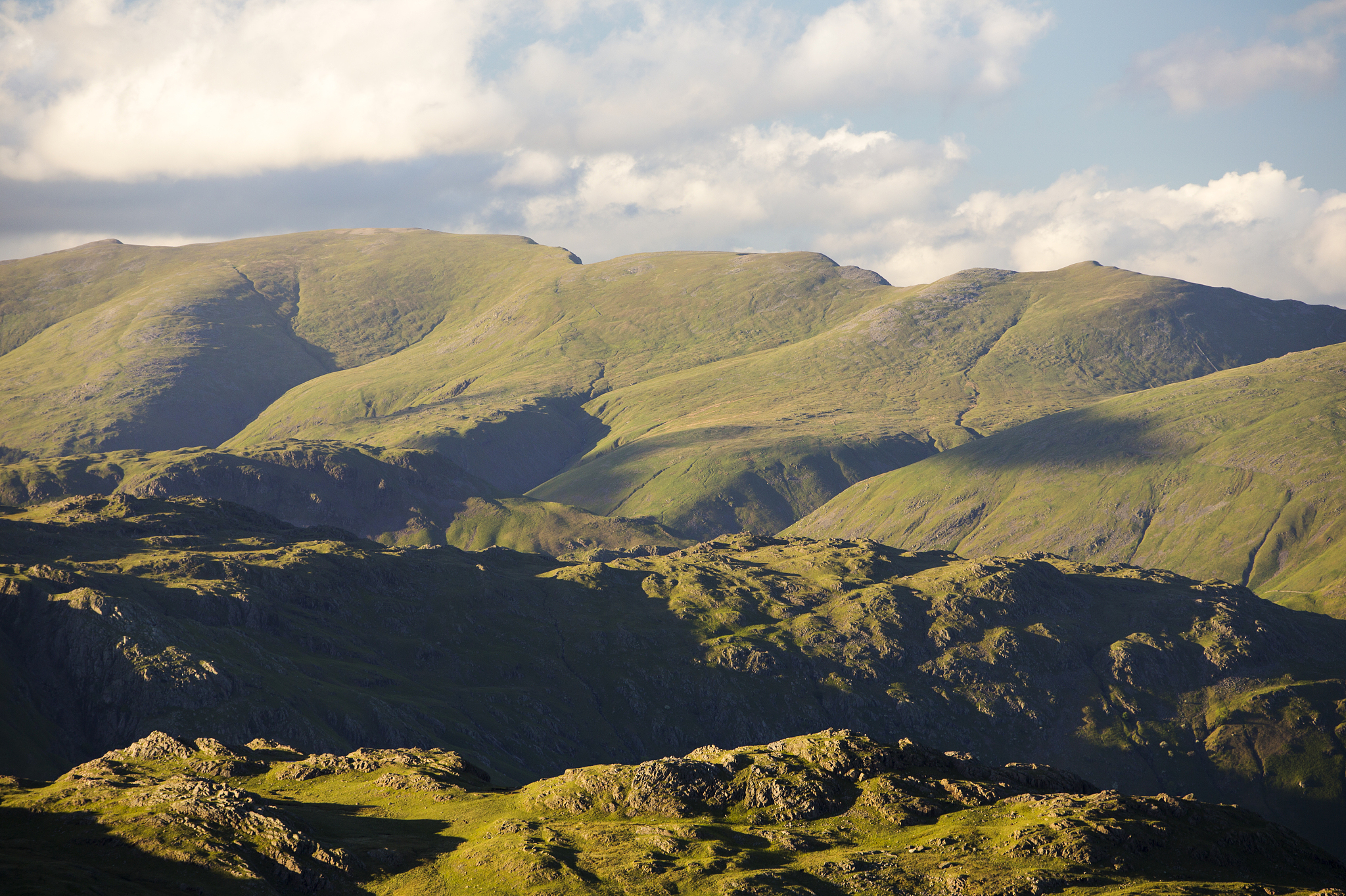 looking towards helvellyn from great carrs in the lake district,