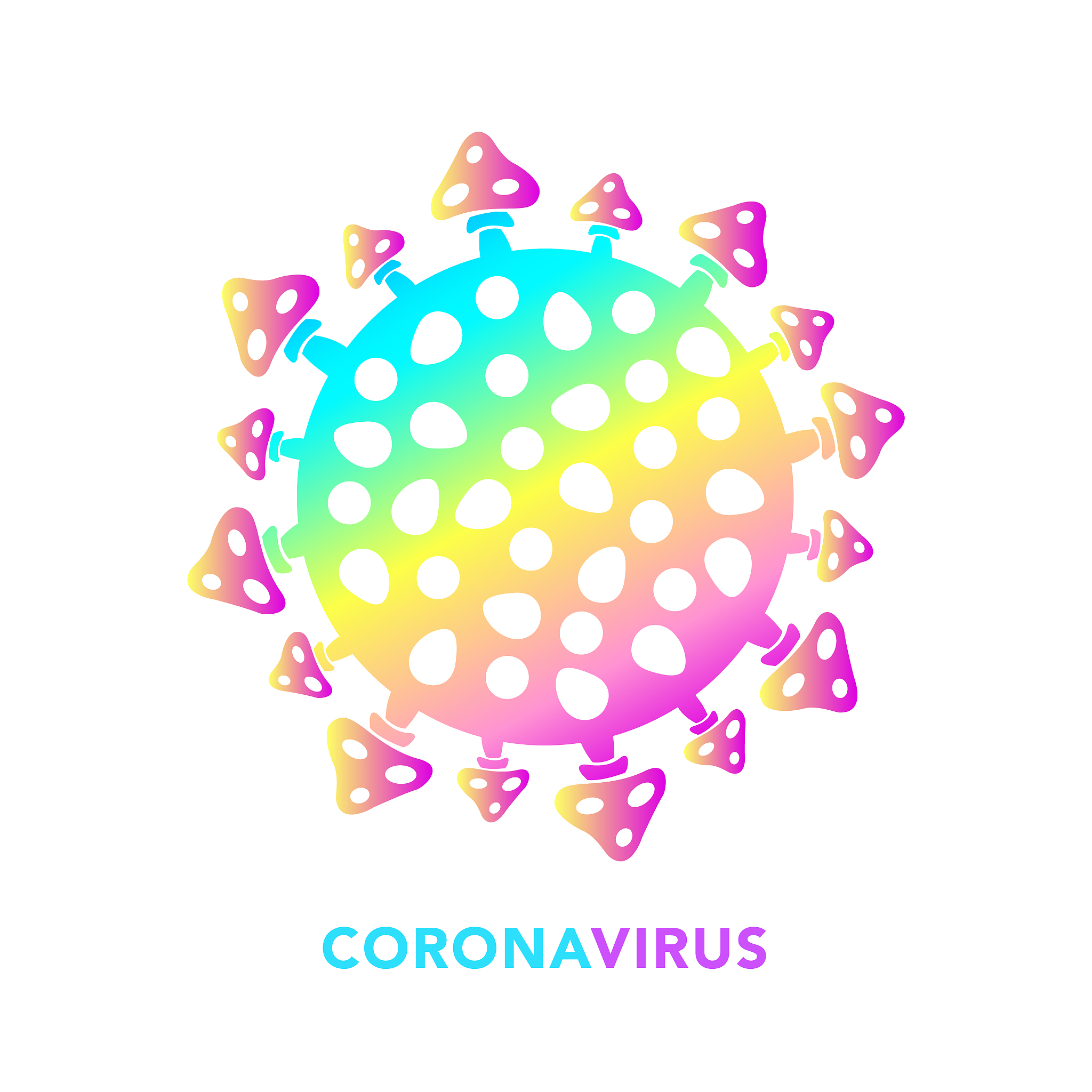 abstract colorful coronavirus bacteria cell icon, covid -19 from