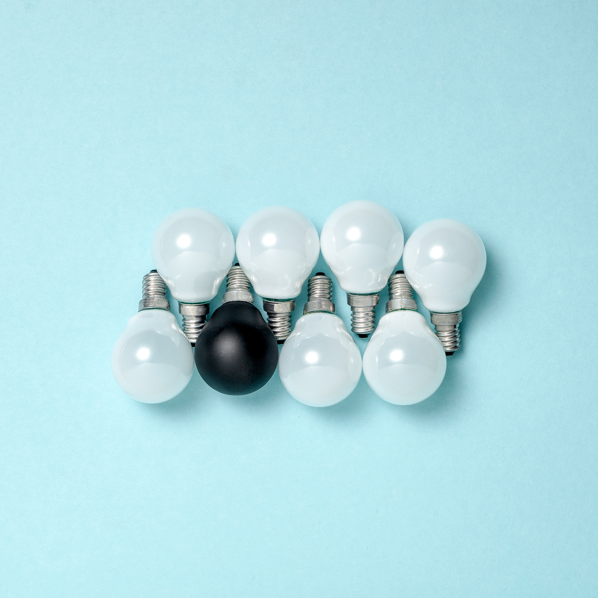 one light bulb outstanding,glowing different.business creativity