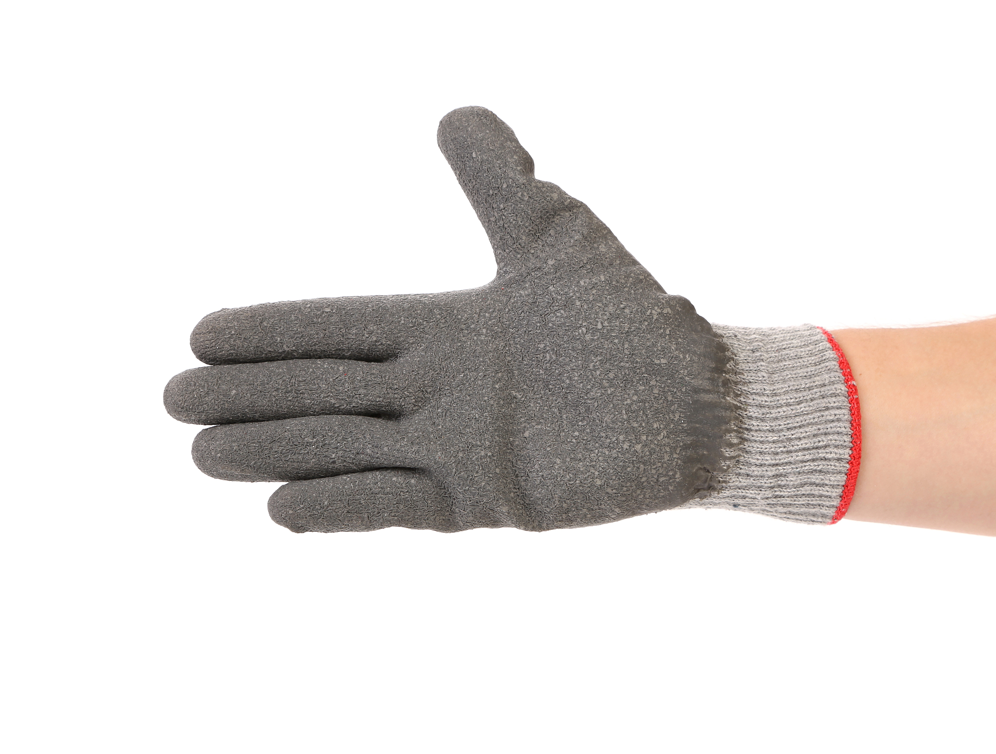 hand shows five in rubber glove.