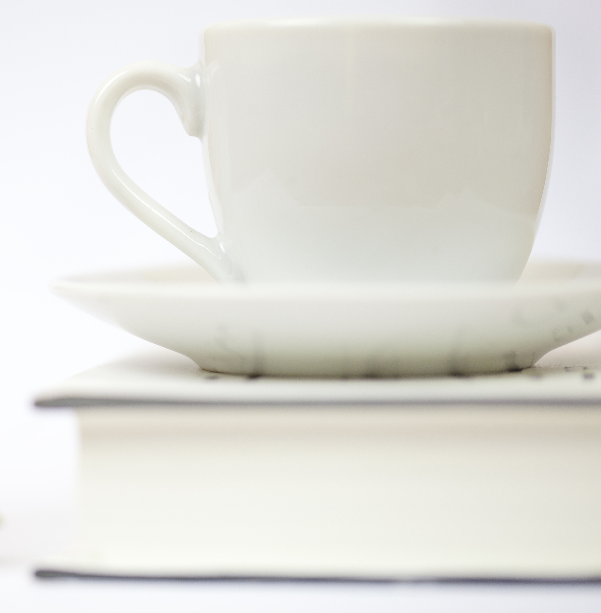 Warm Lighting, Books, Flowers, and Business-Themed Paper Cups on a Table