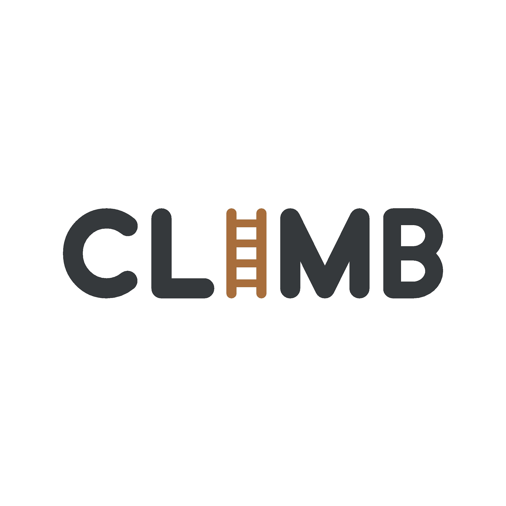 flat design vector concept of climb word with wooden ladder