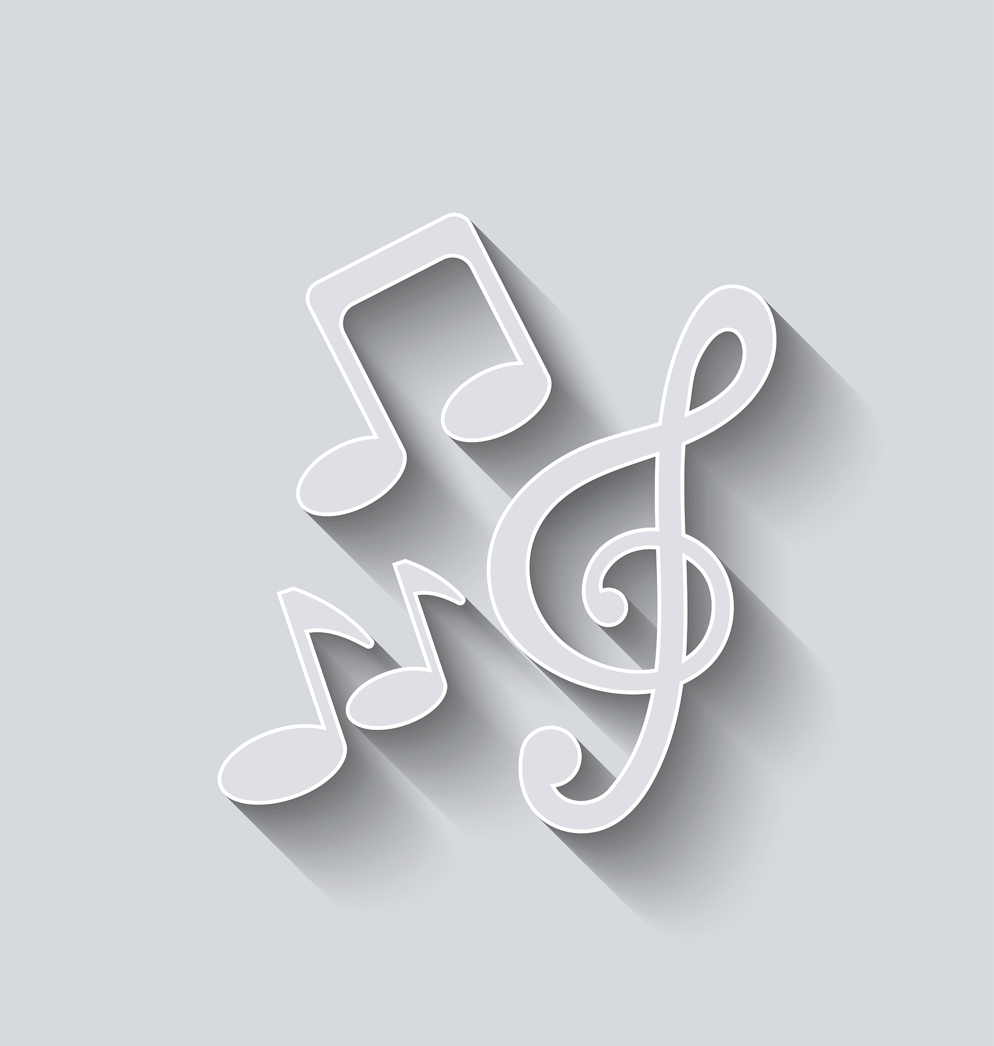 stylish music icons with long shadows