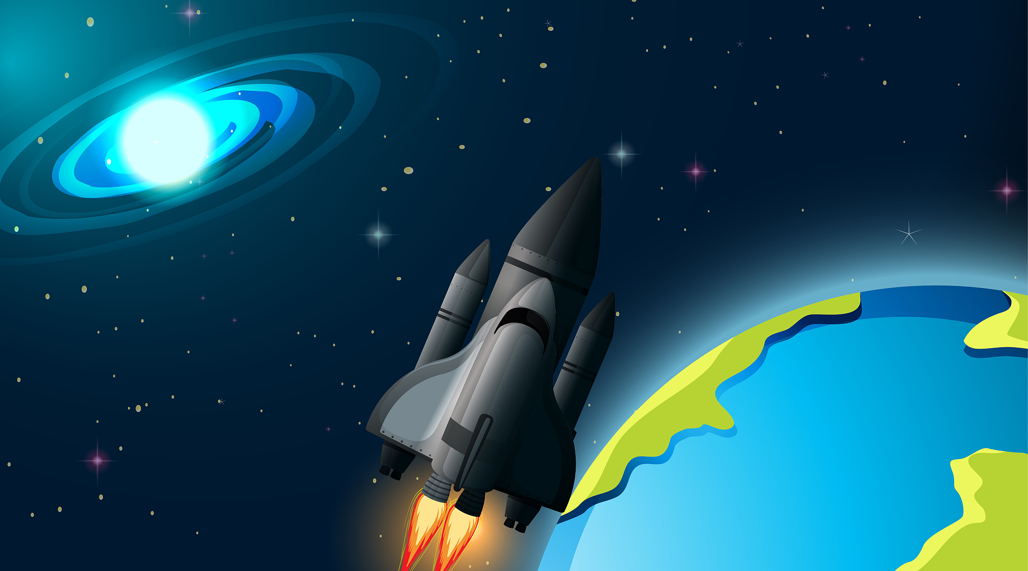 rocket in space scene