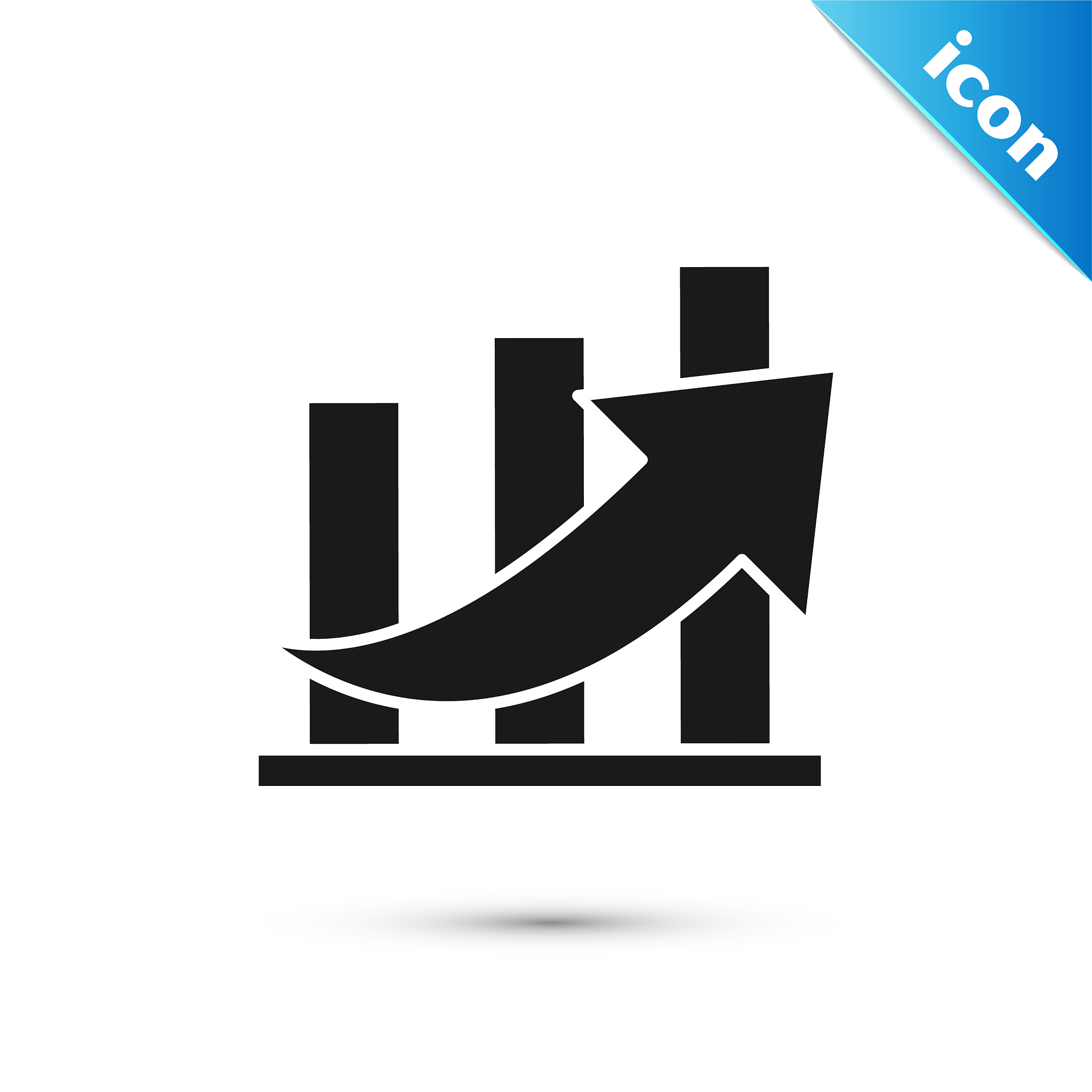 black financial growth and coin icon isolated on
