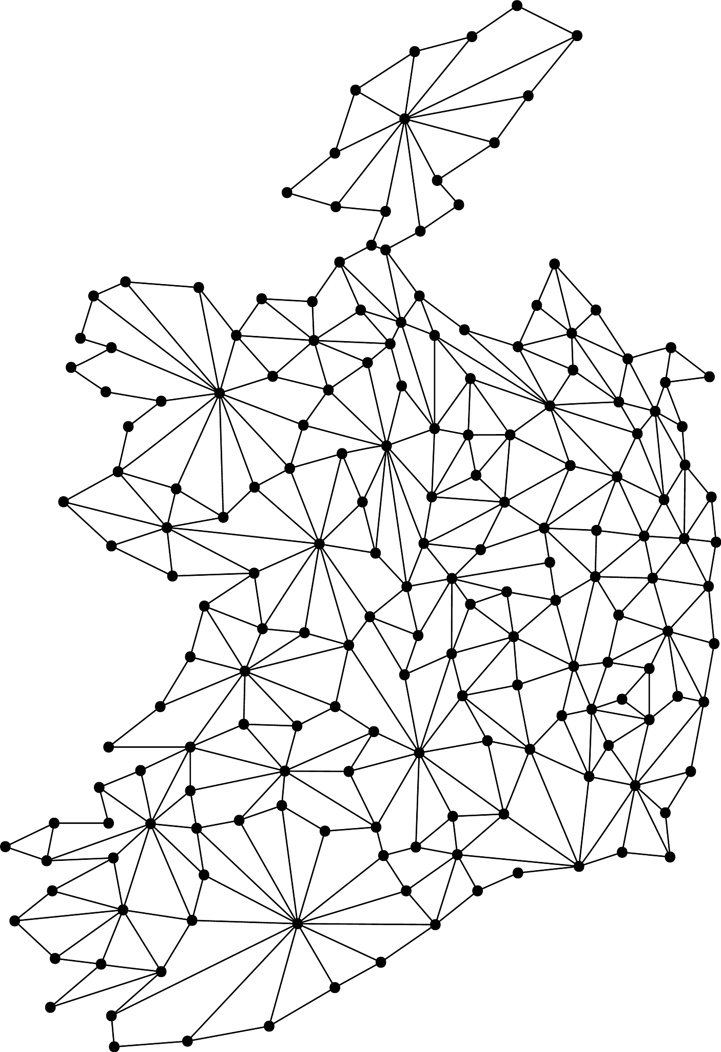 ireland map of polygonal mosaic lines rays
