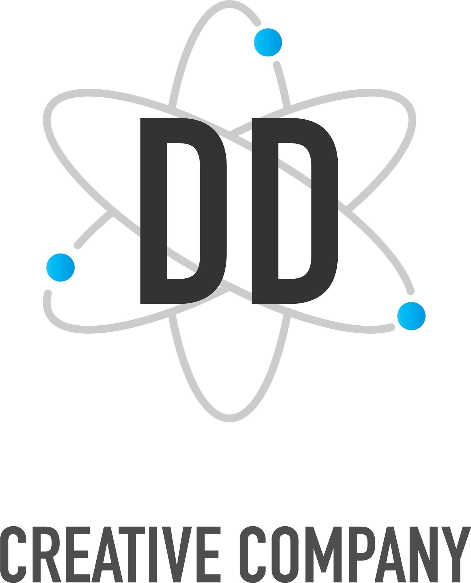 initial letter dd atom neutron design logo