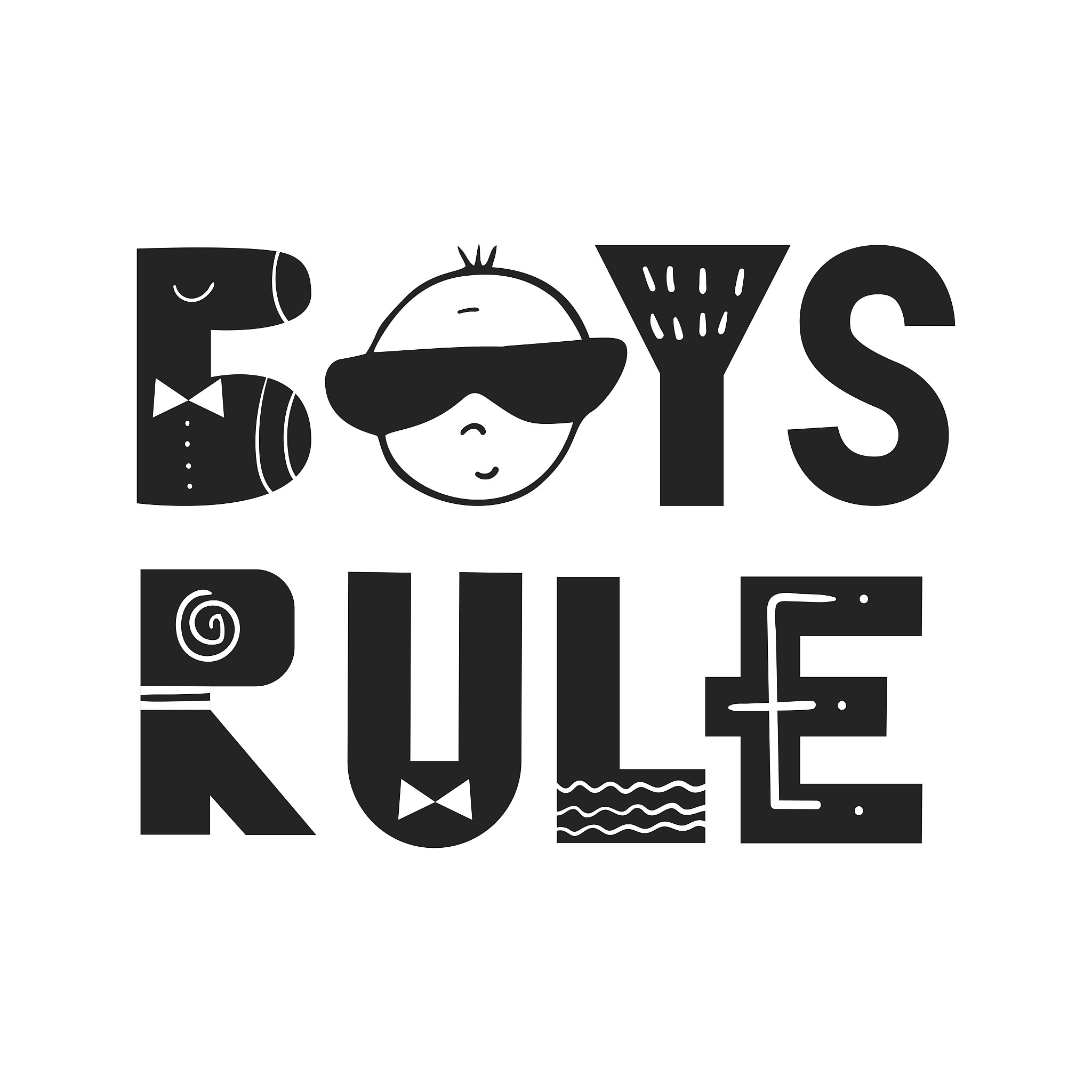 boys rule - unique hand drawn nursery poster with handdrawn lett