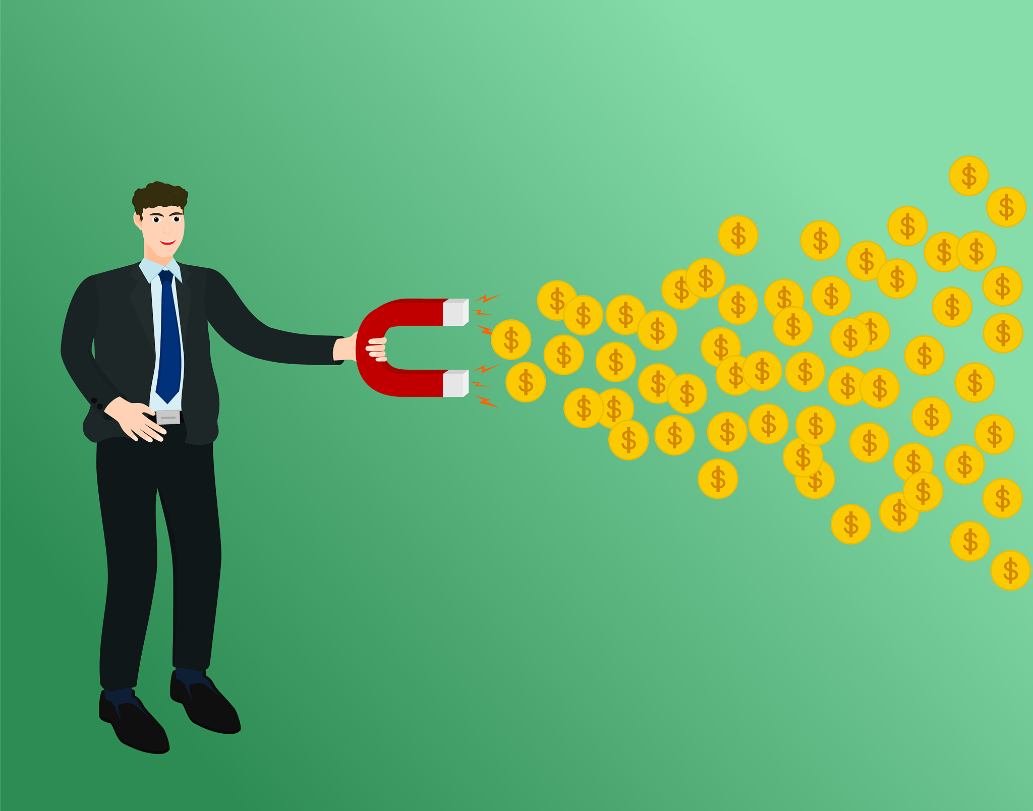 businessman magnet attract profit money concept
