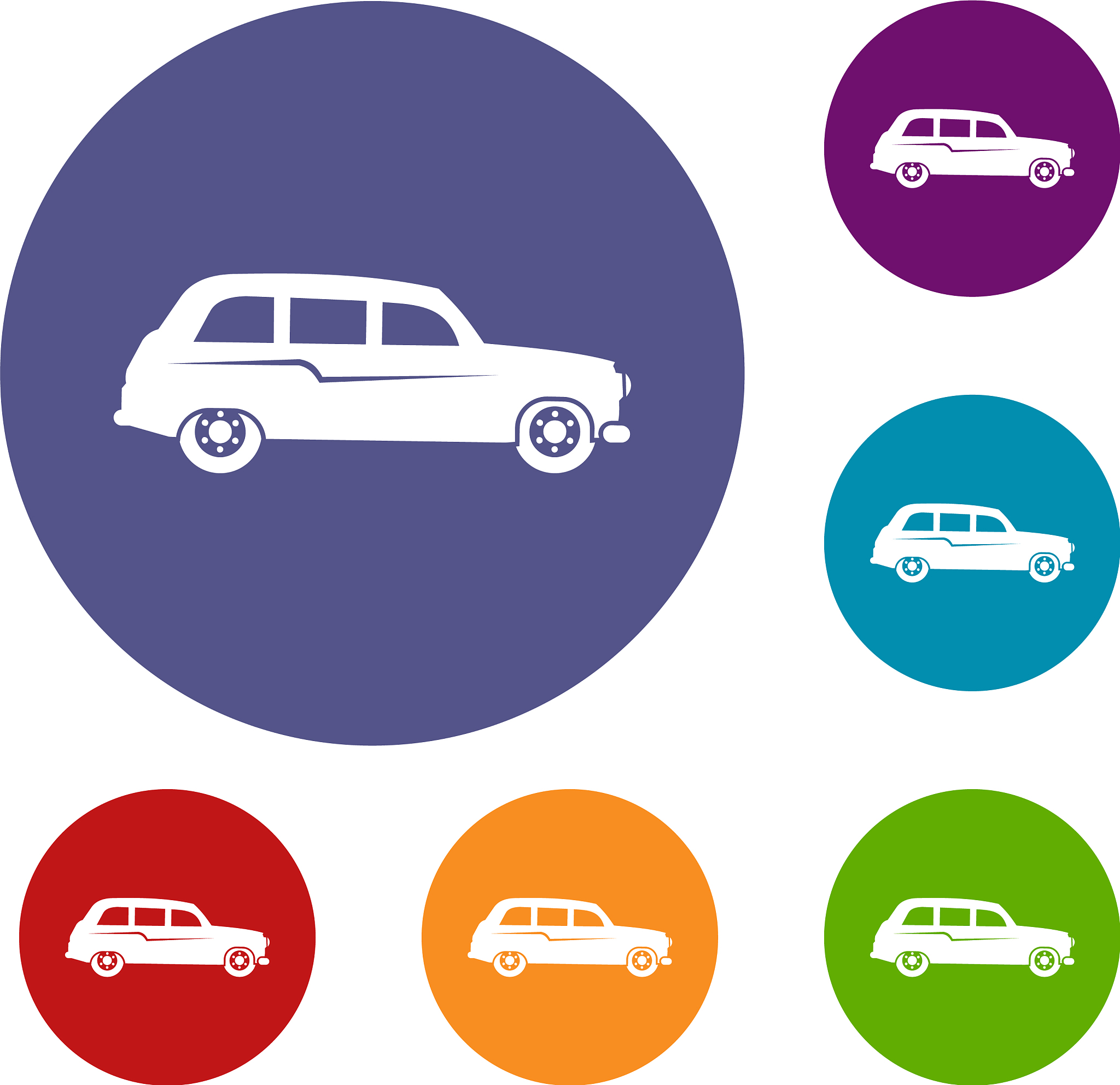retro car icons set