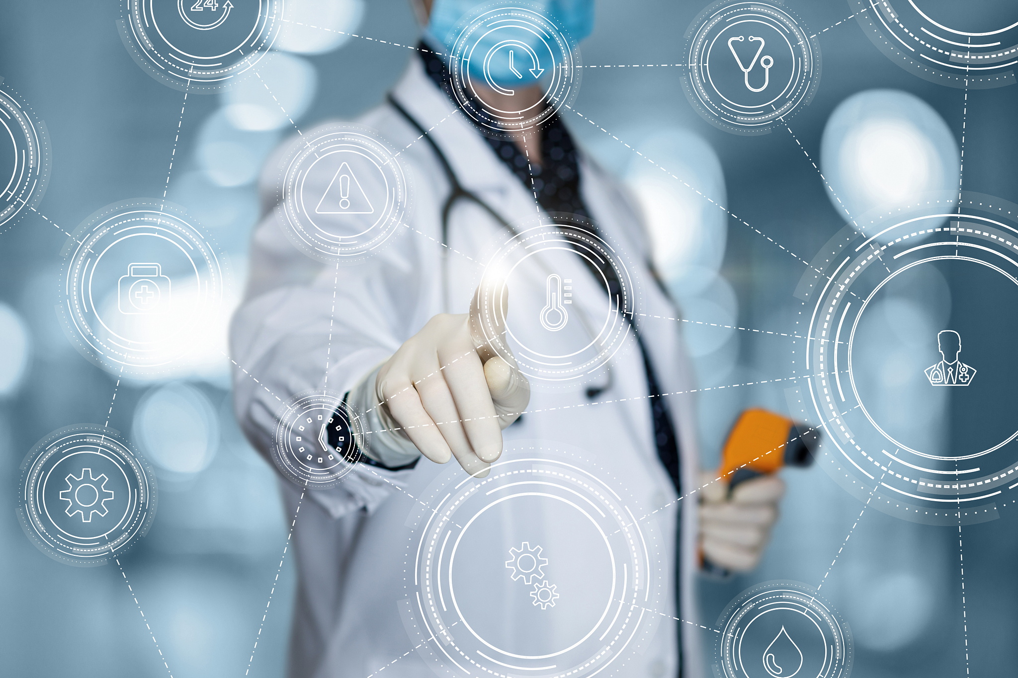 the doctor clicks on the temperature measurement icon .