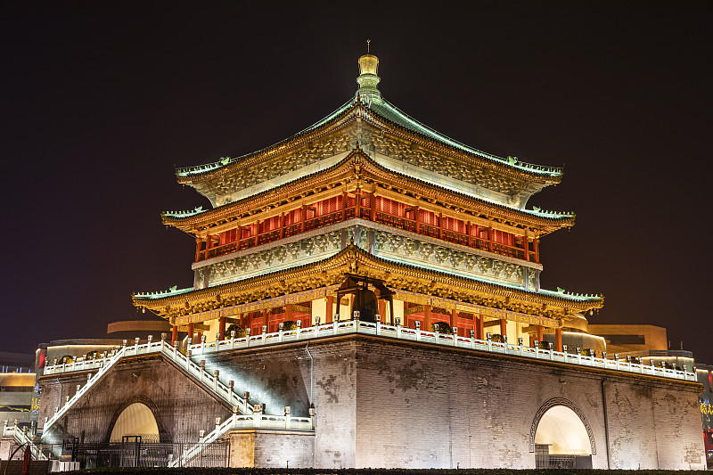 西安城墙夜景灯光,钟楼