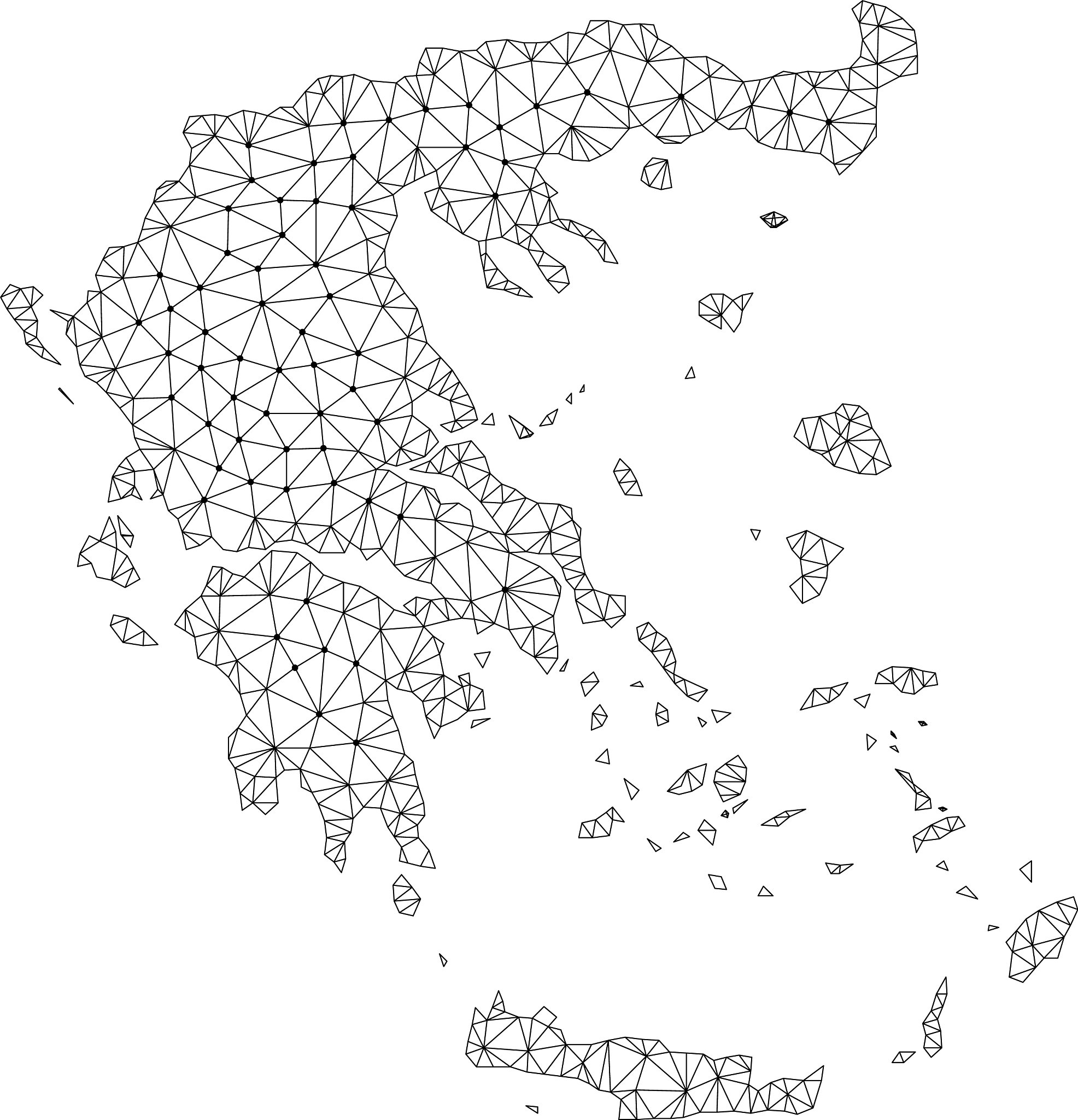 polygonal carcass mesh map of greece