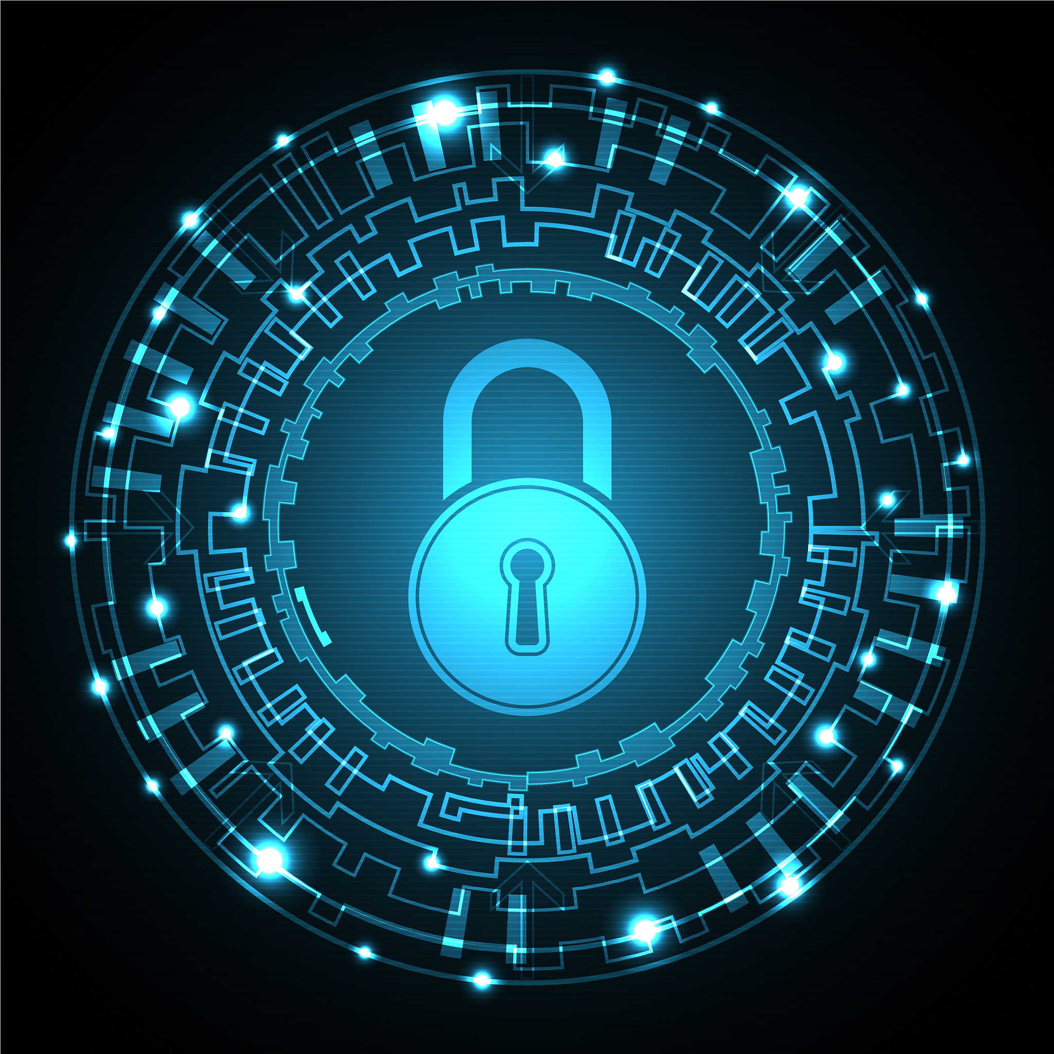 technology digital cyber security lock circle