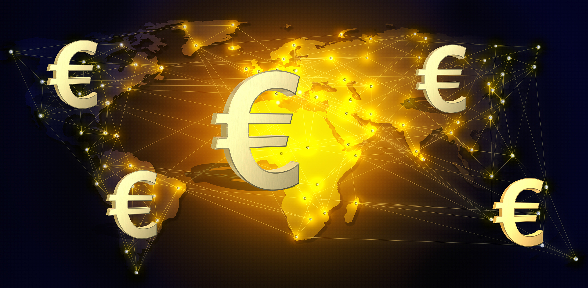 euro currency as a global means of payment.3d illustration
