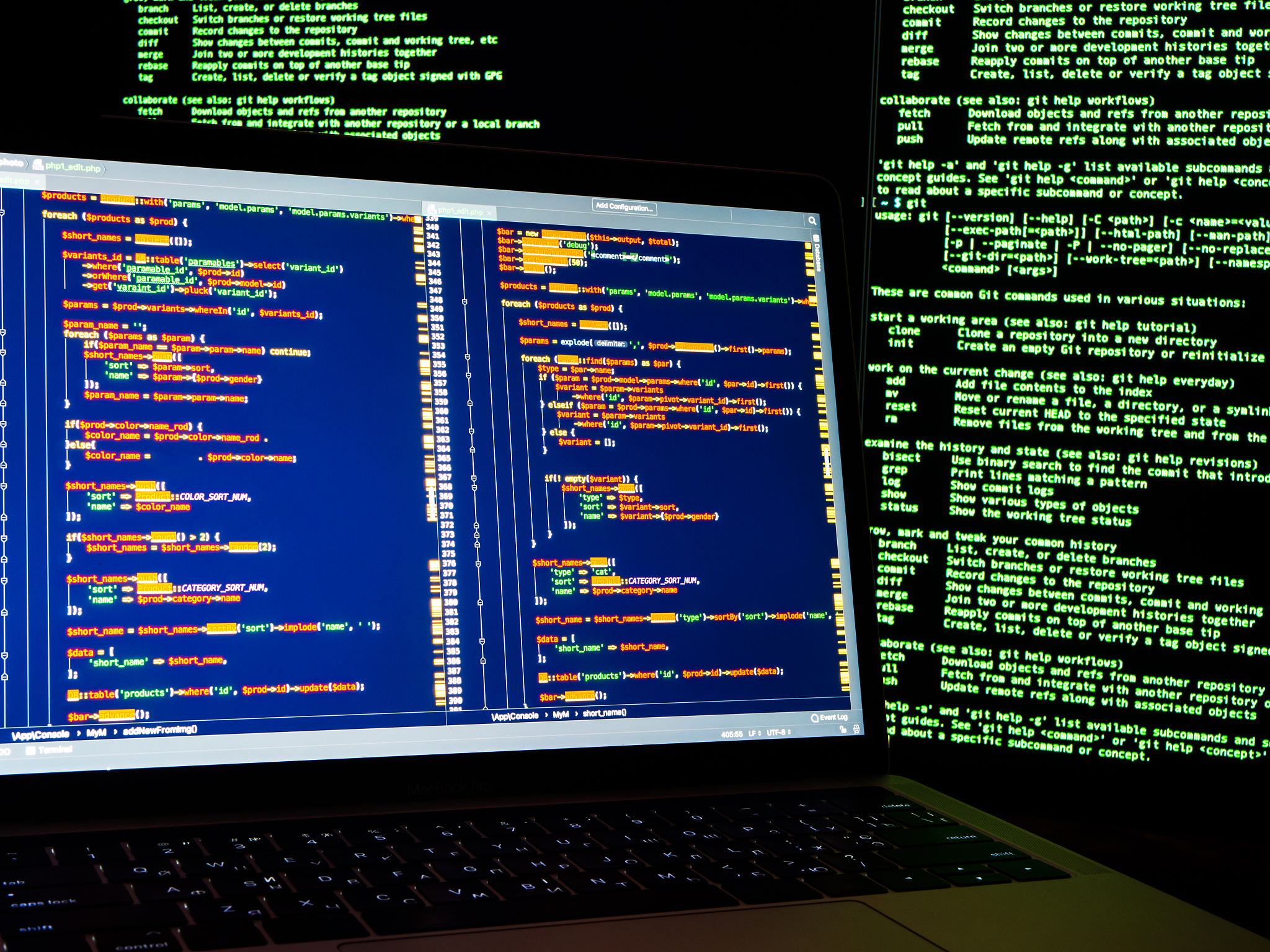 internet crime concept. hacker working on a code on dark digital
