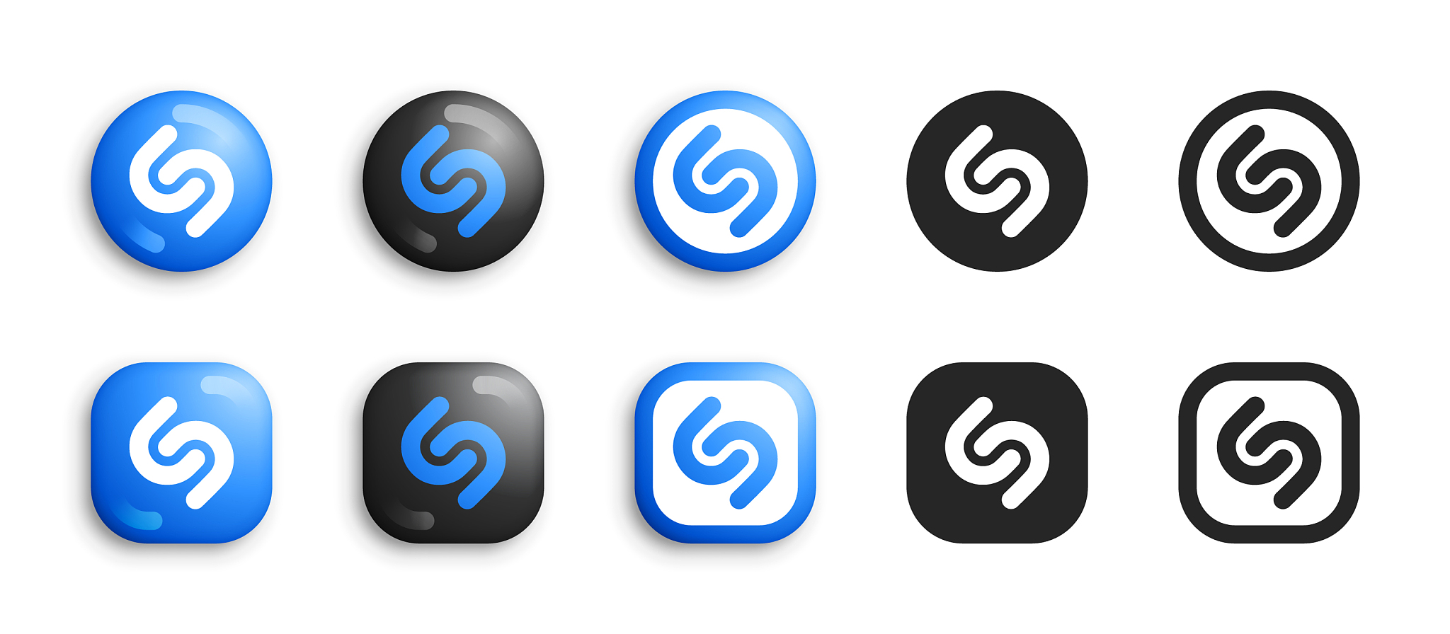 shazam modern 3d and flat icons set