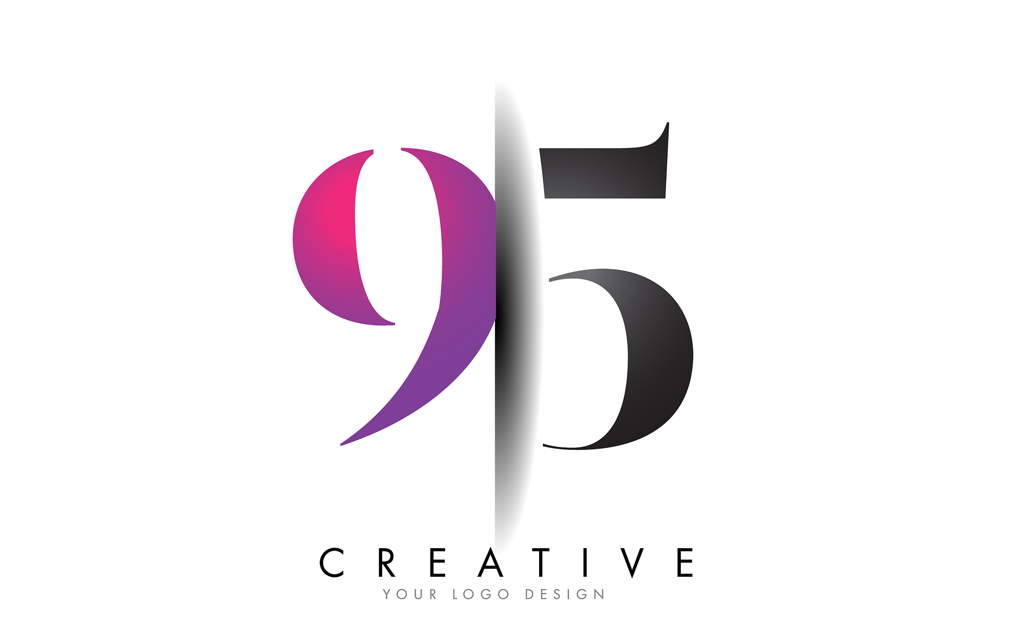 95 9 5 grey and pink number logo with creative