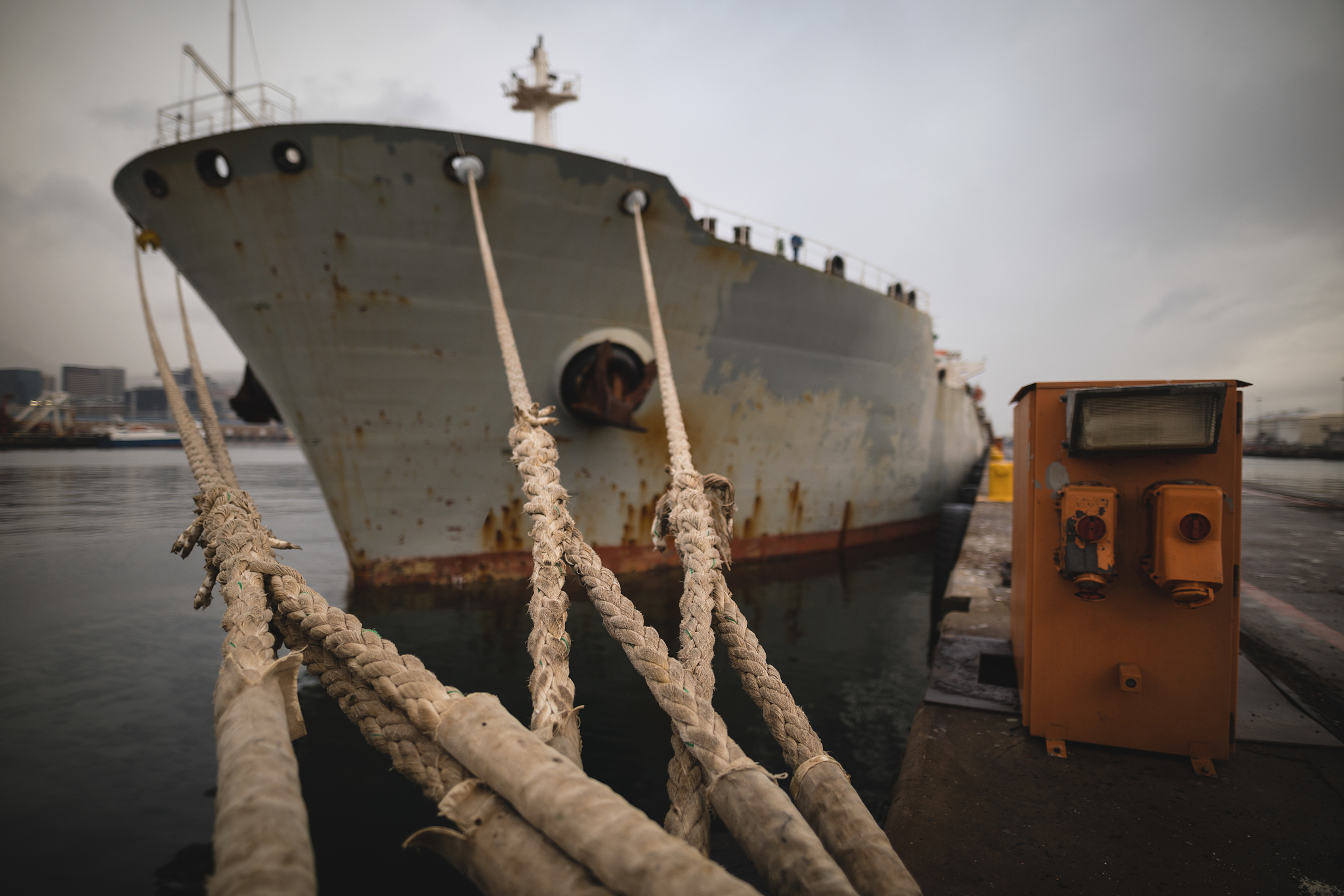 parked ship at port