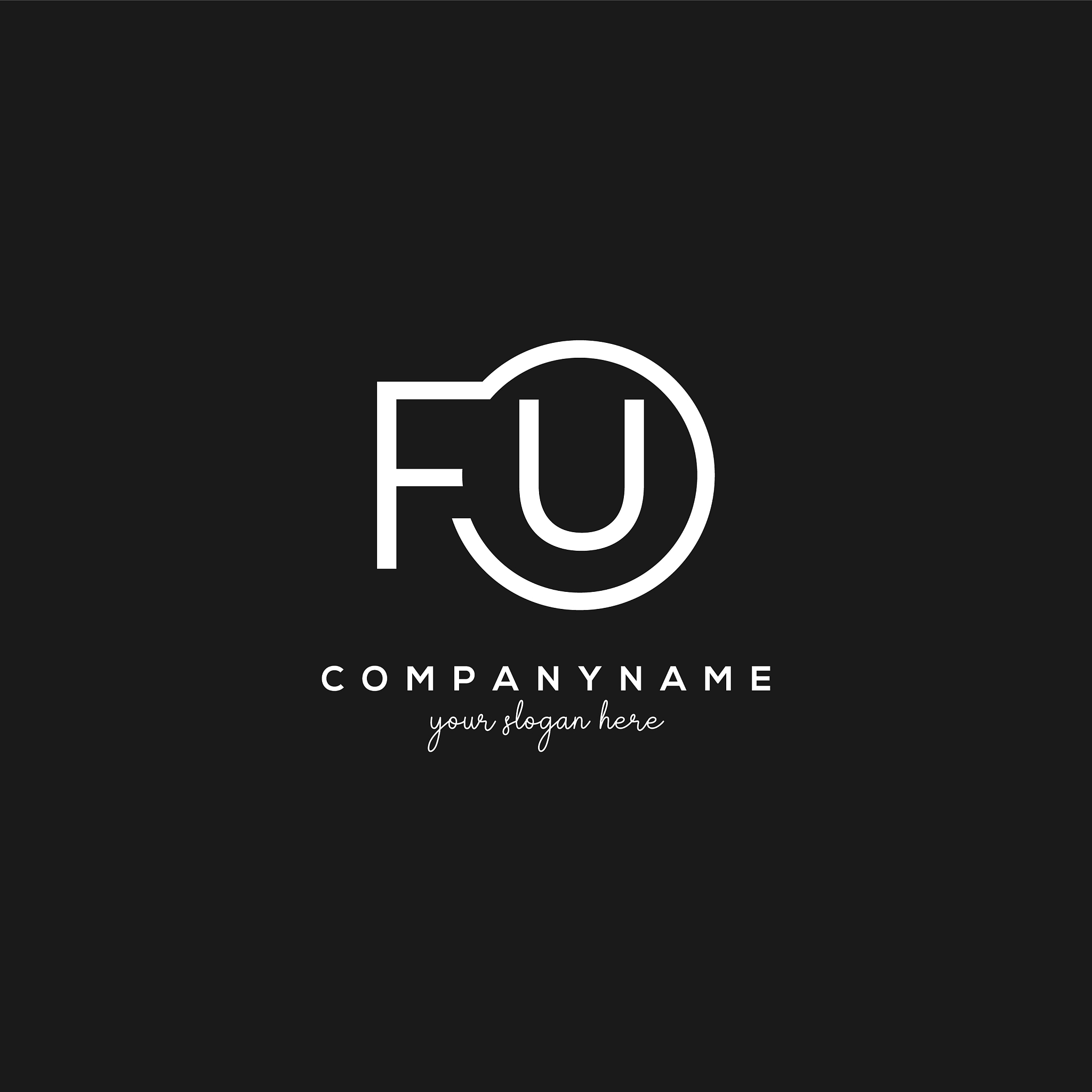 initial fu letter logo with circle template