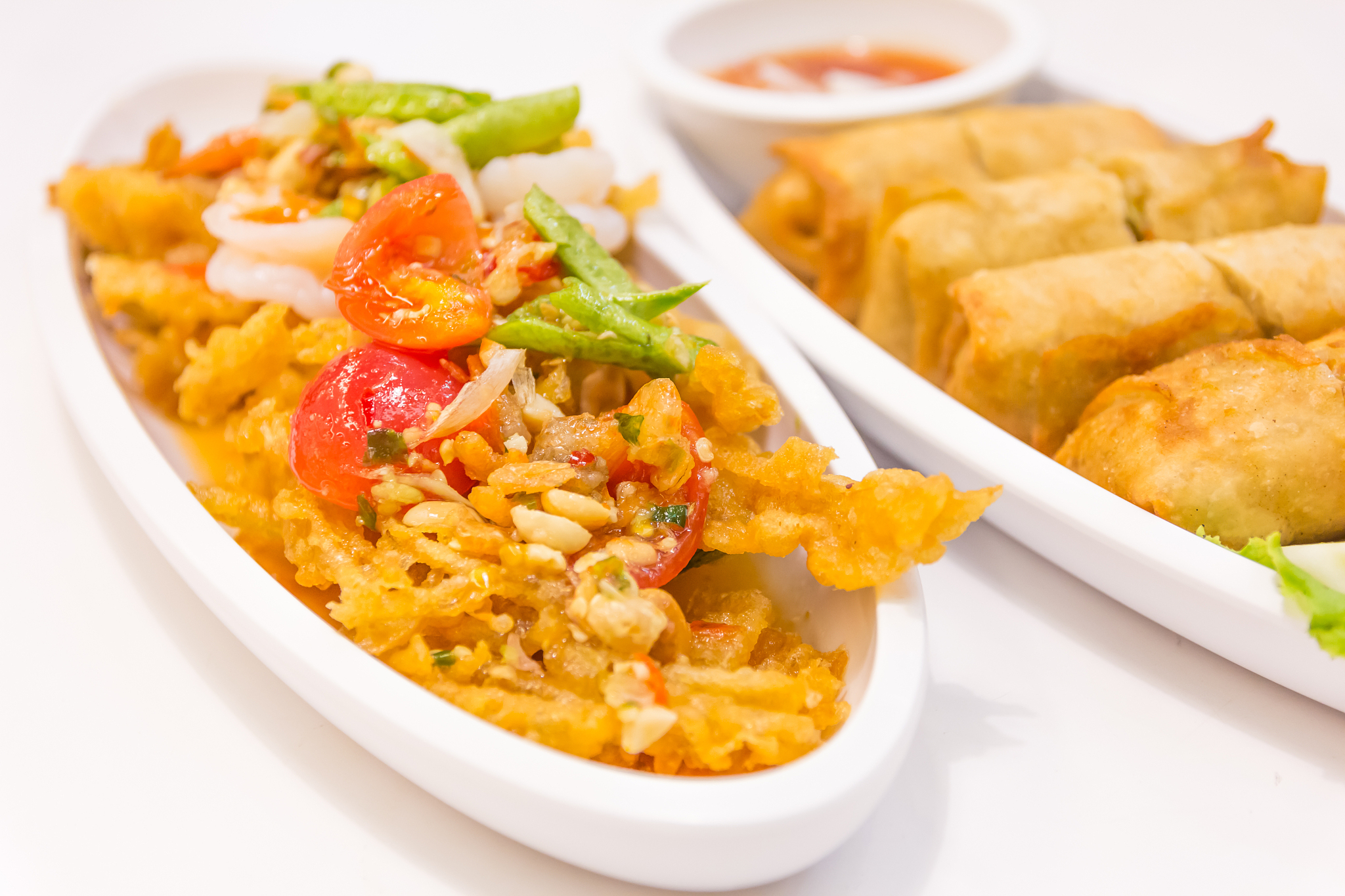 fried chinese traditional spring rolls food isolated
