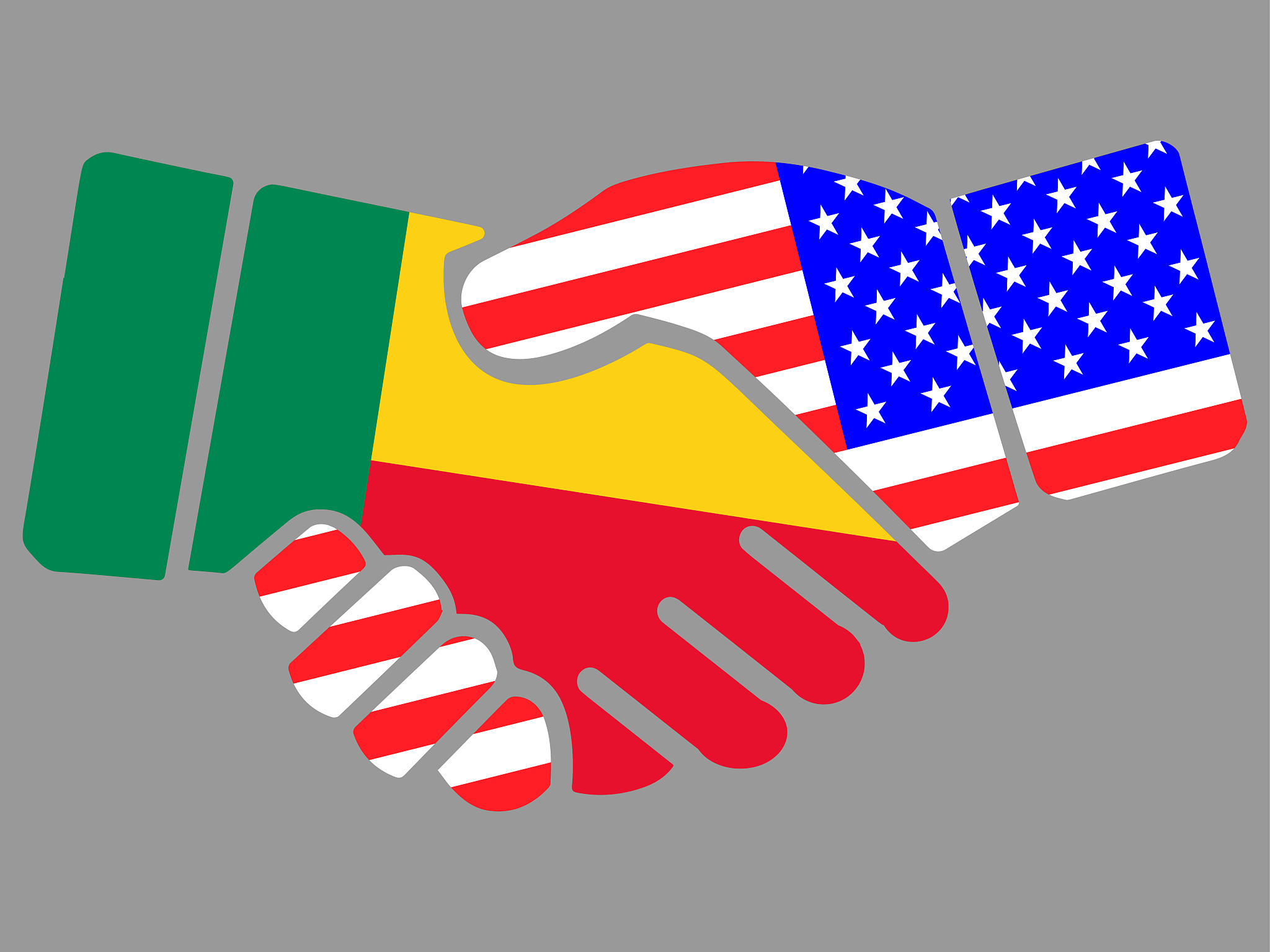 benin and usa flags handshake vector