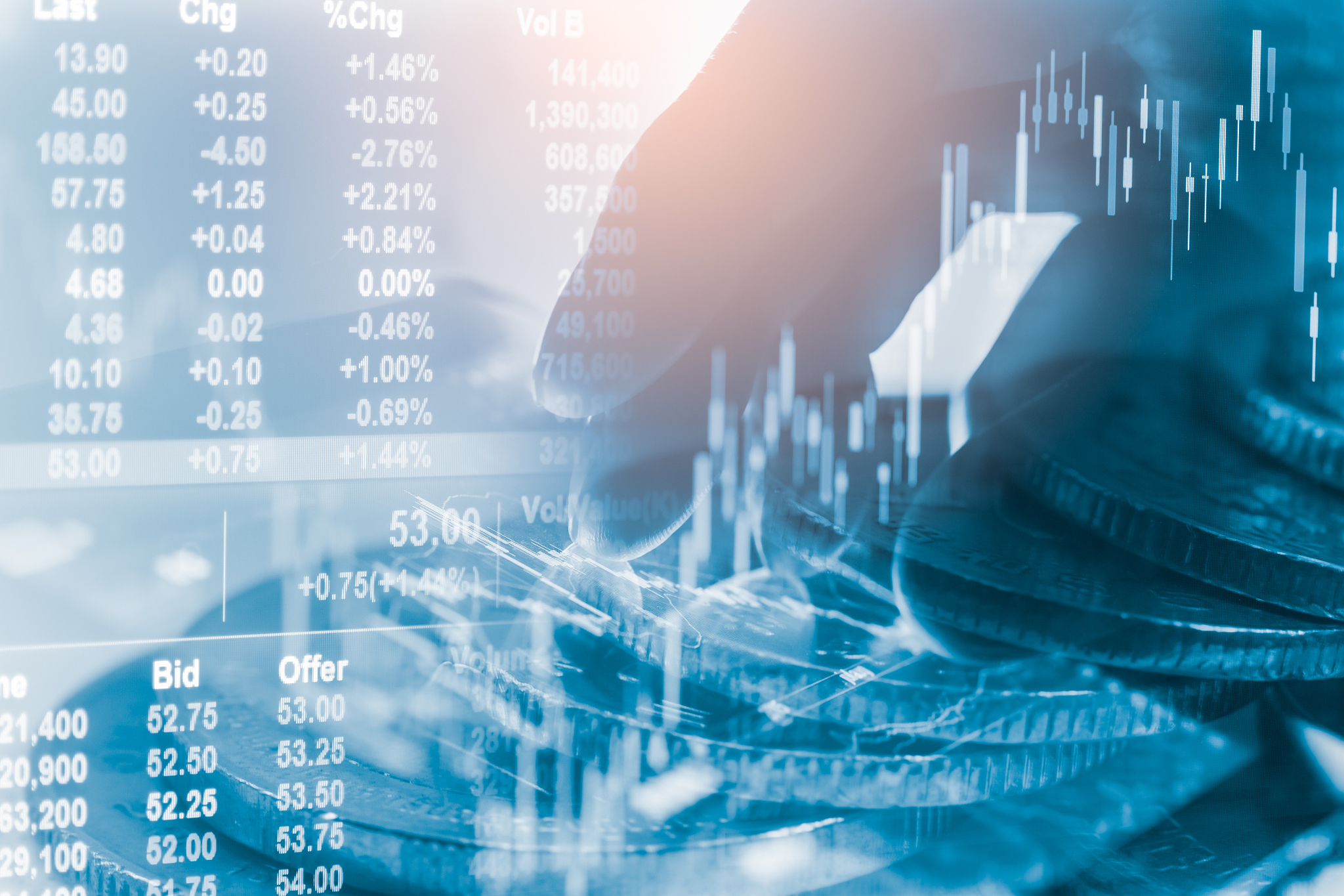 business man on stock market financial trade indicator backgroun