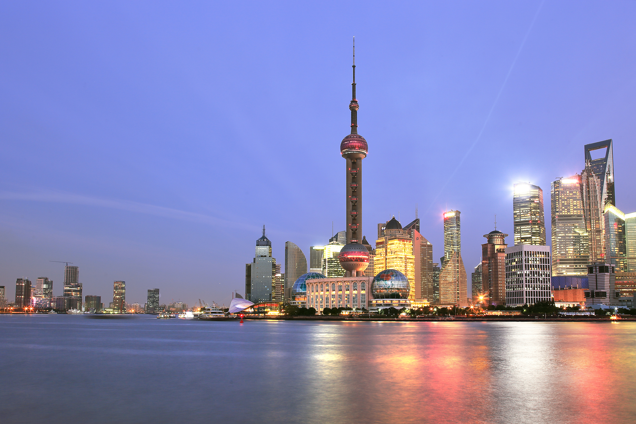 shanghai skyline at sunset