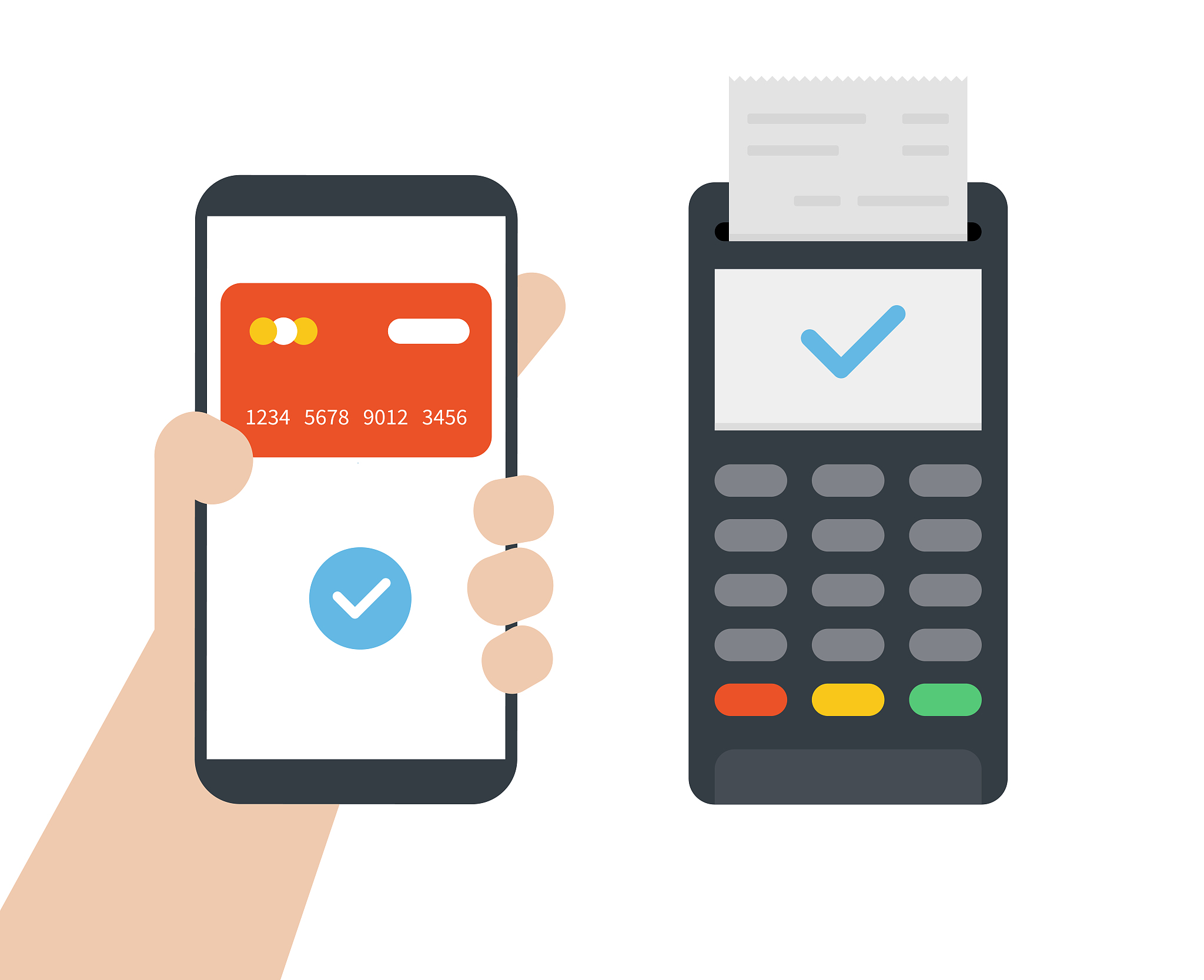 payment with terminal. mobile phone and terminal. bank transacti