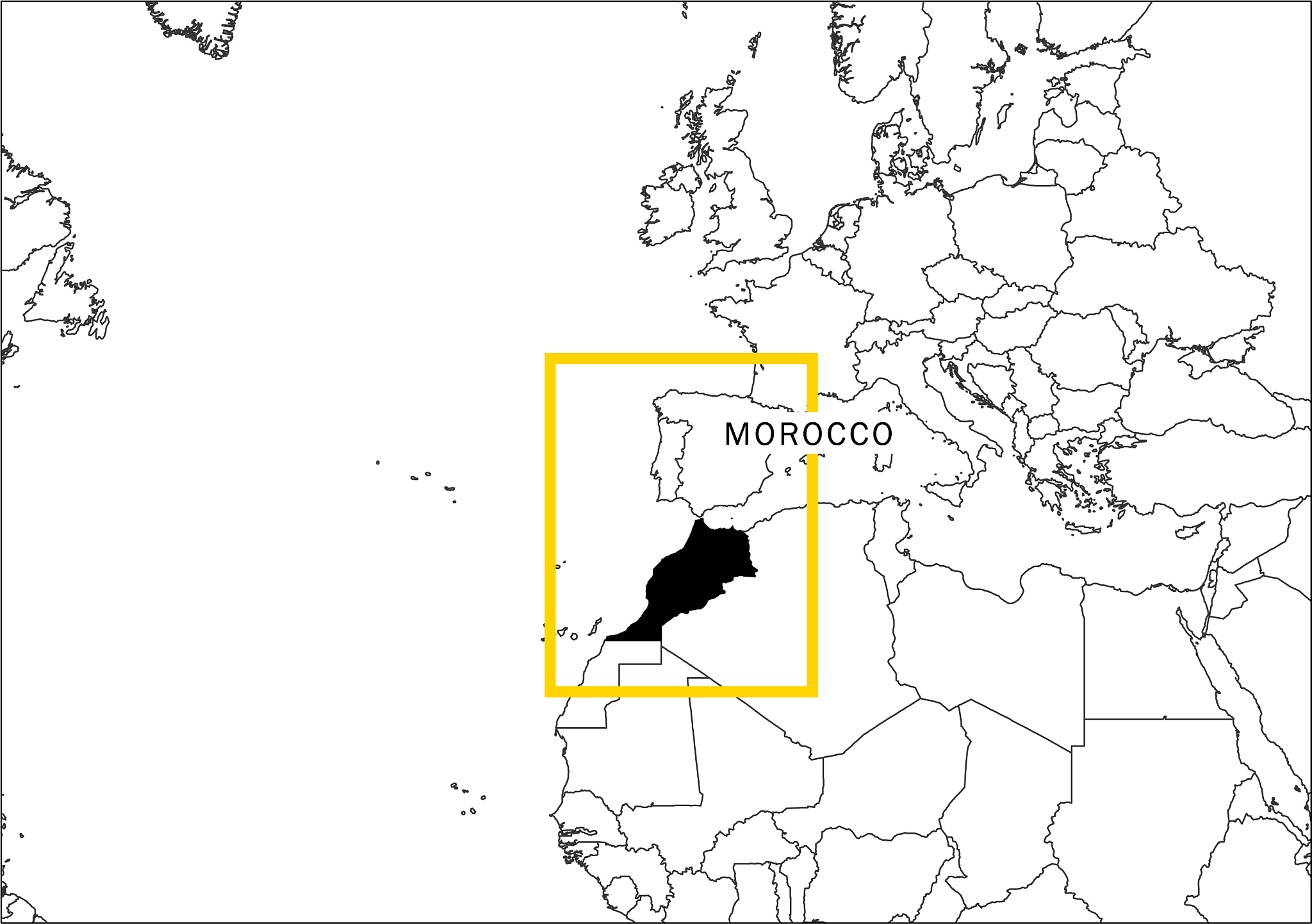 morocco map yellow frame geography national
