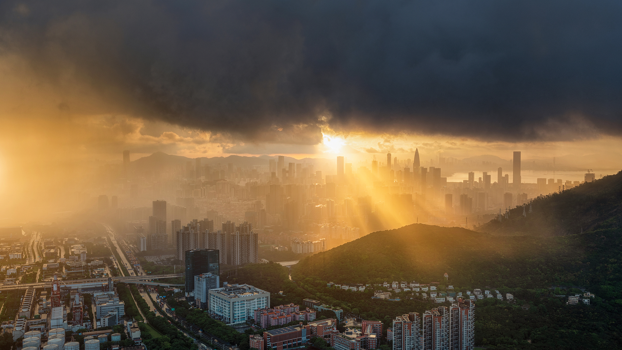 深圳城市风光海景全景照片摩天大楼建筑