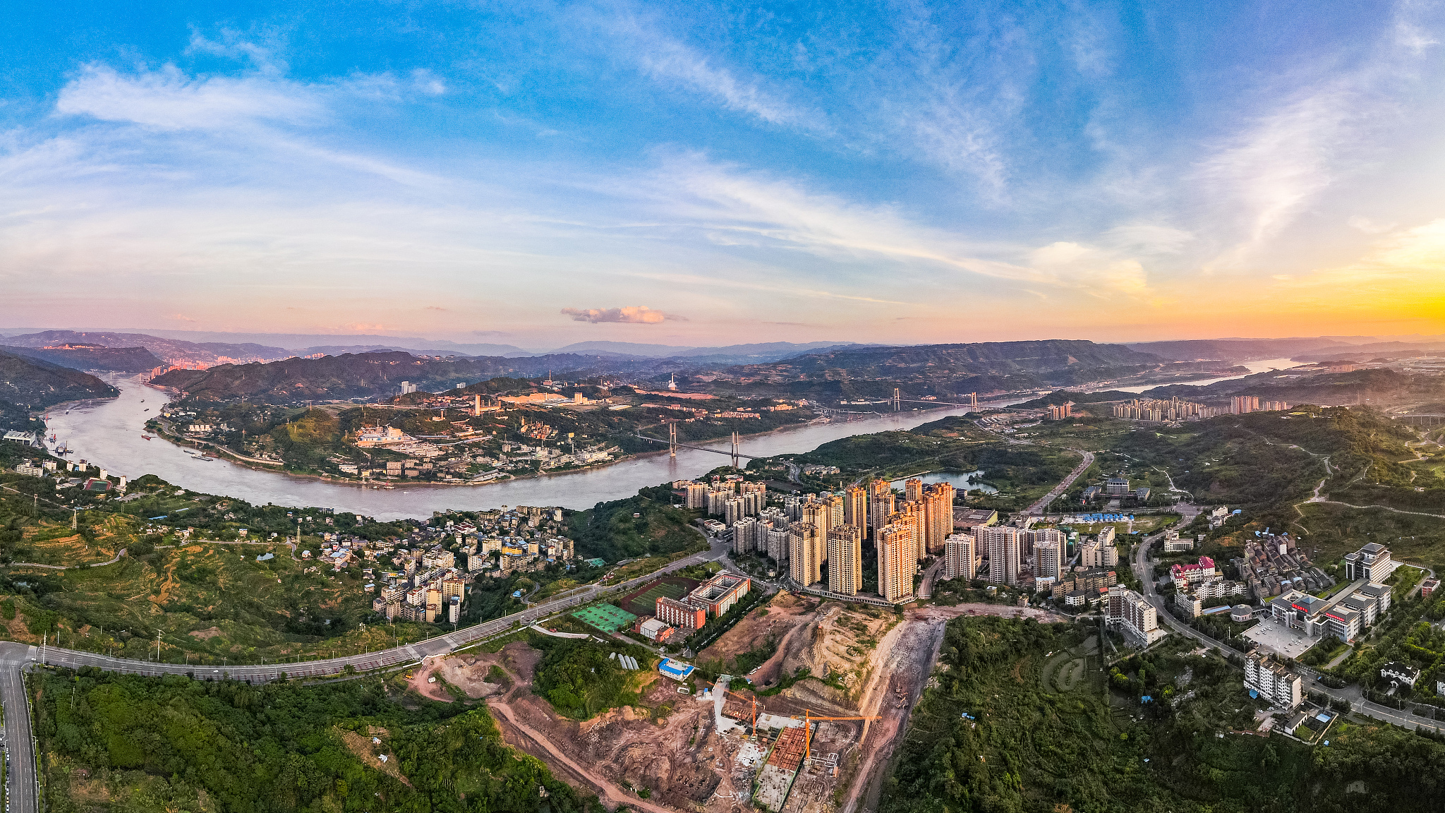 航拍重庆市涪陵区李渡新区