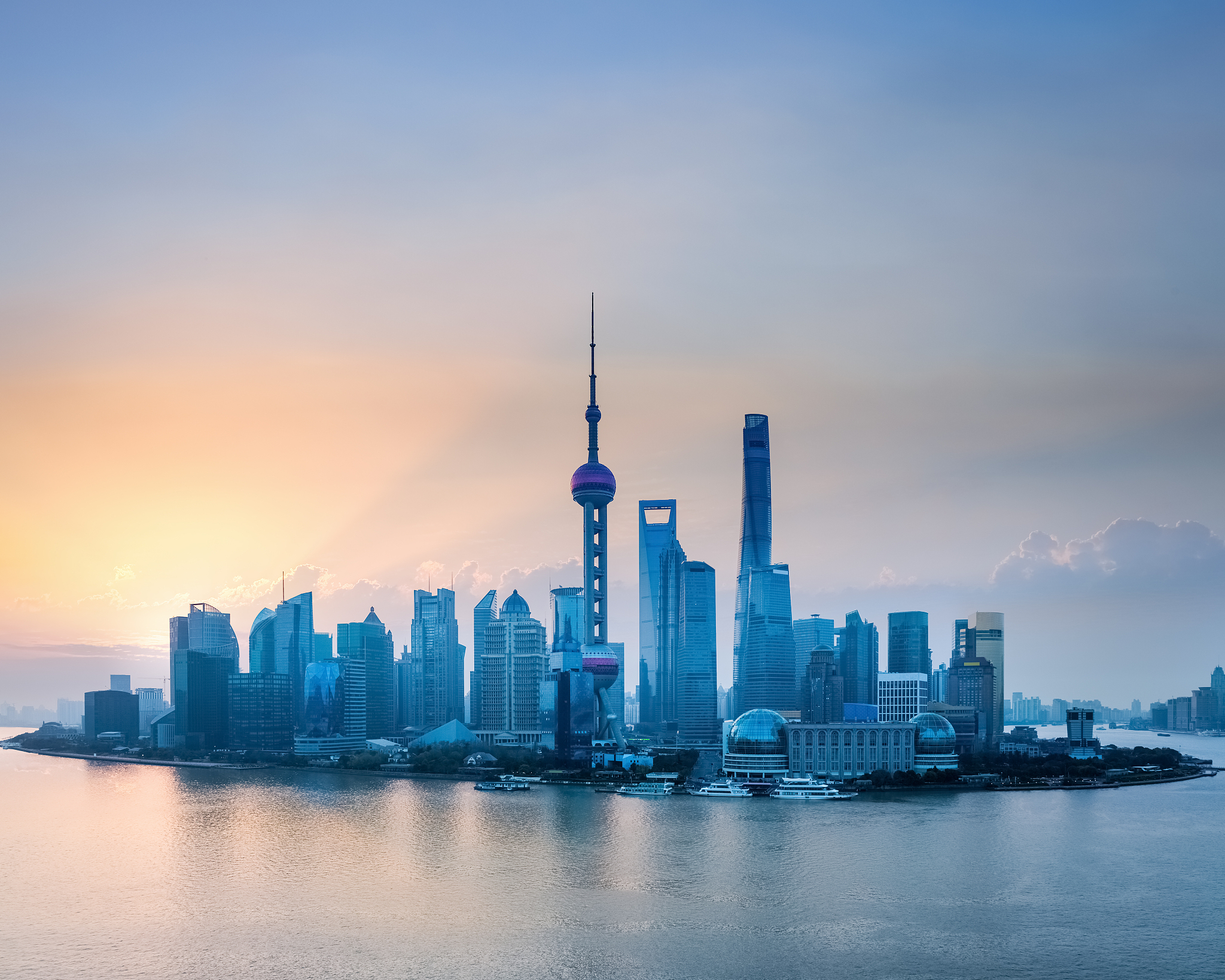 shanghai skyline in sunrise