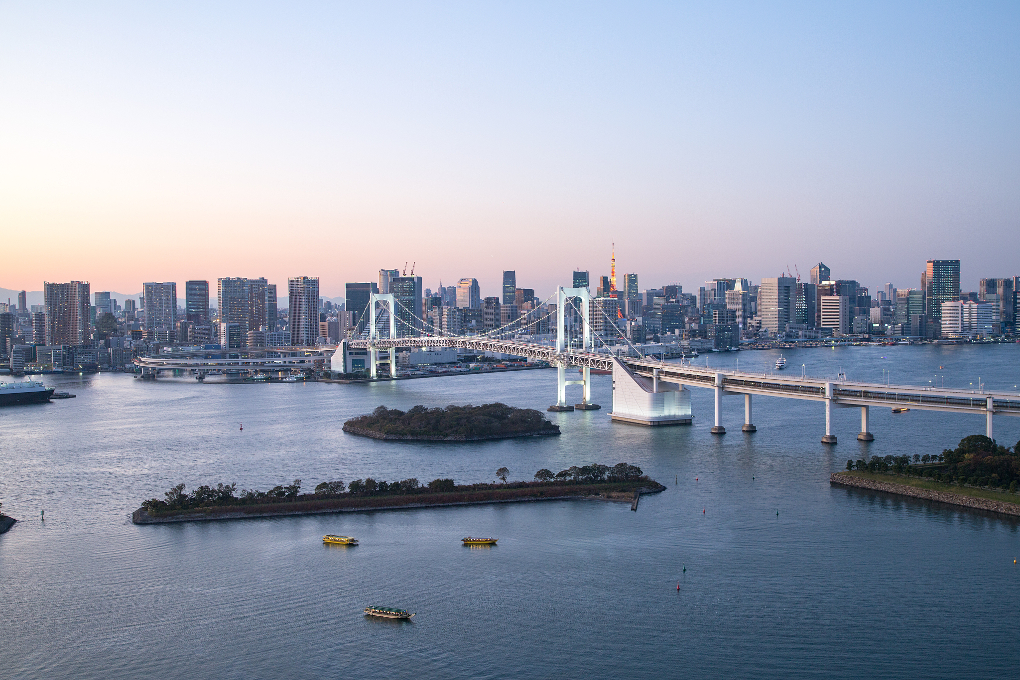 tokyo city view with tokyo bay in odaiba