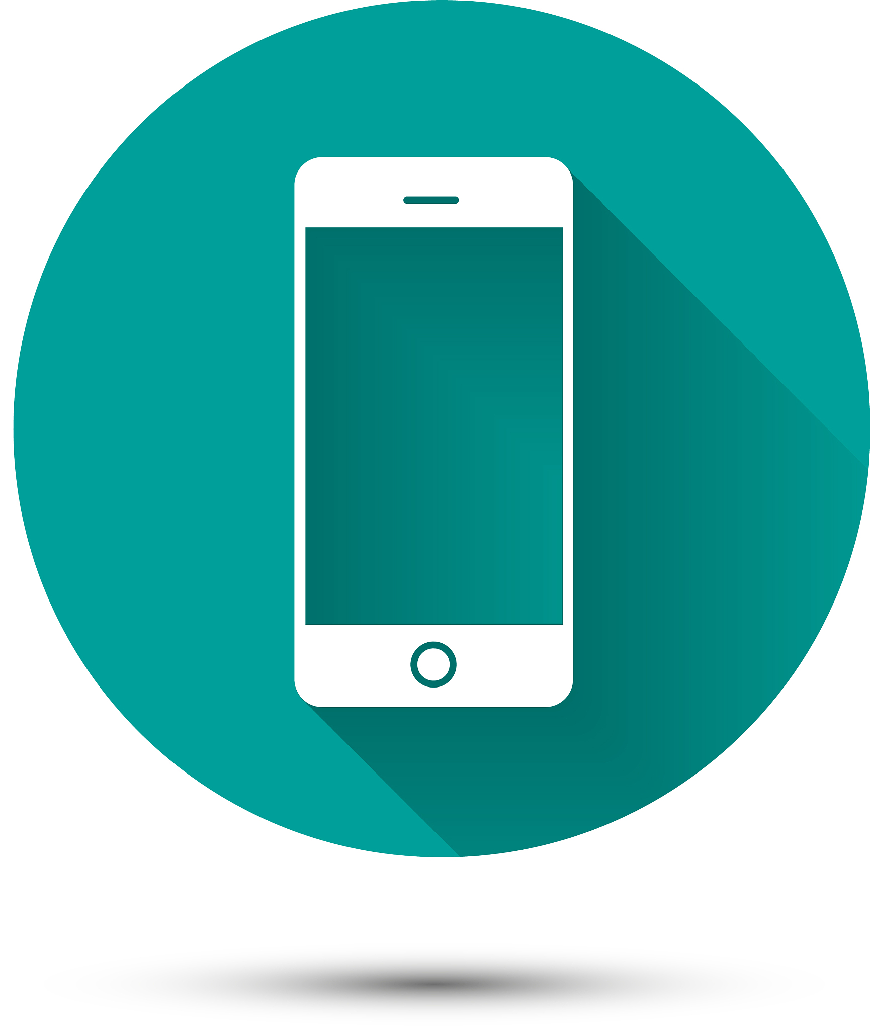 smartphone white icon on green background with